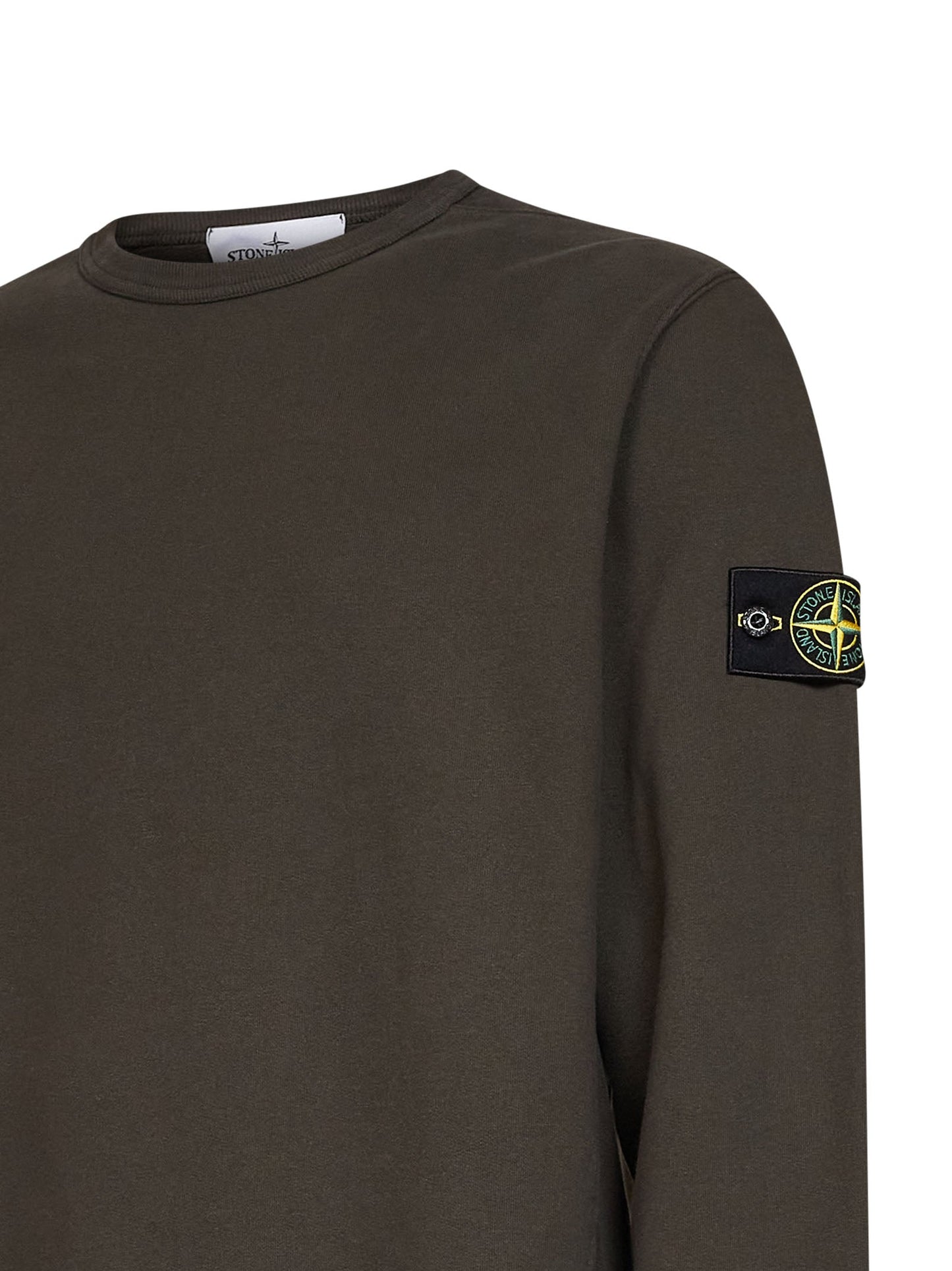 Stone Island Men Coal Grey Organic Stretch Cotton Crewneck Sweatshirt STONE ISLAND