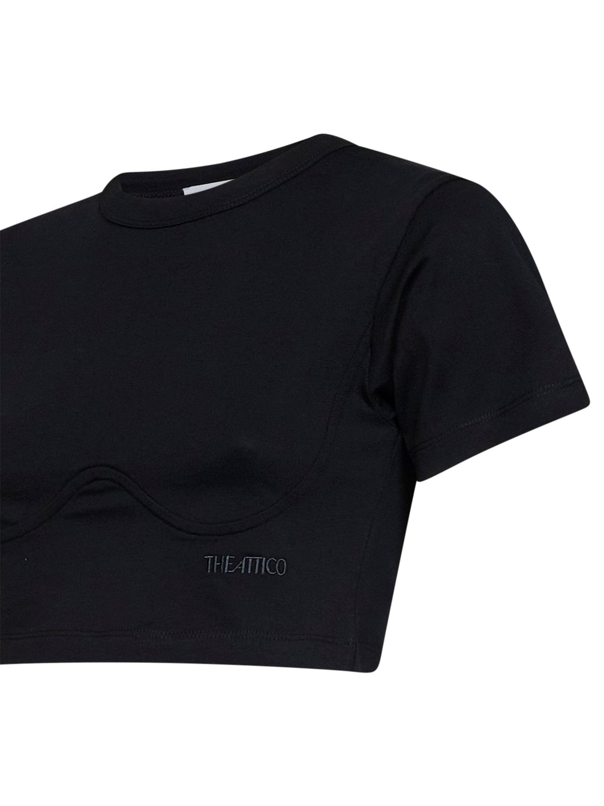 The Attico Women Black Cotton Jersey Cropped T-Shirt THE ATTICO