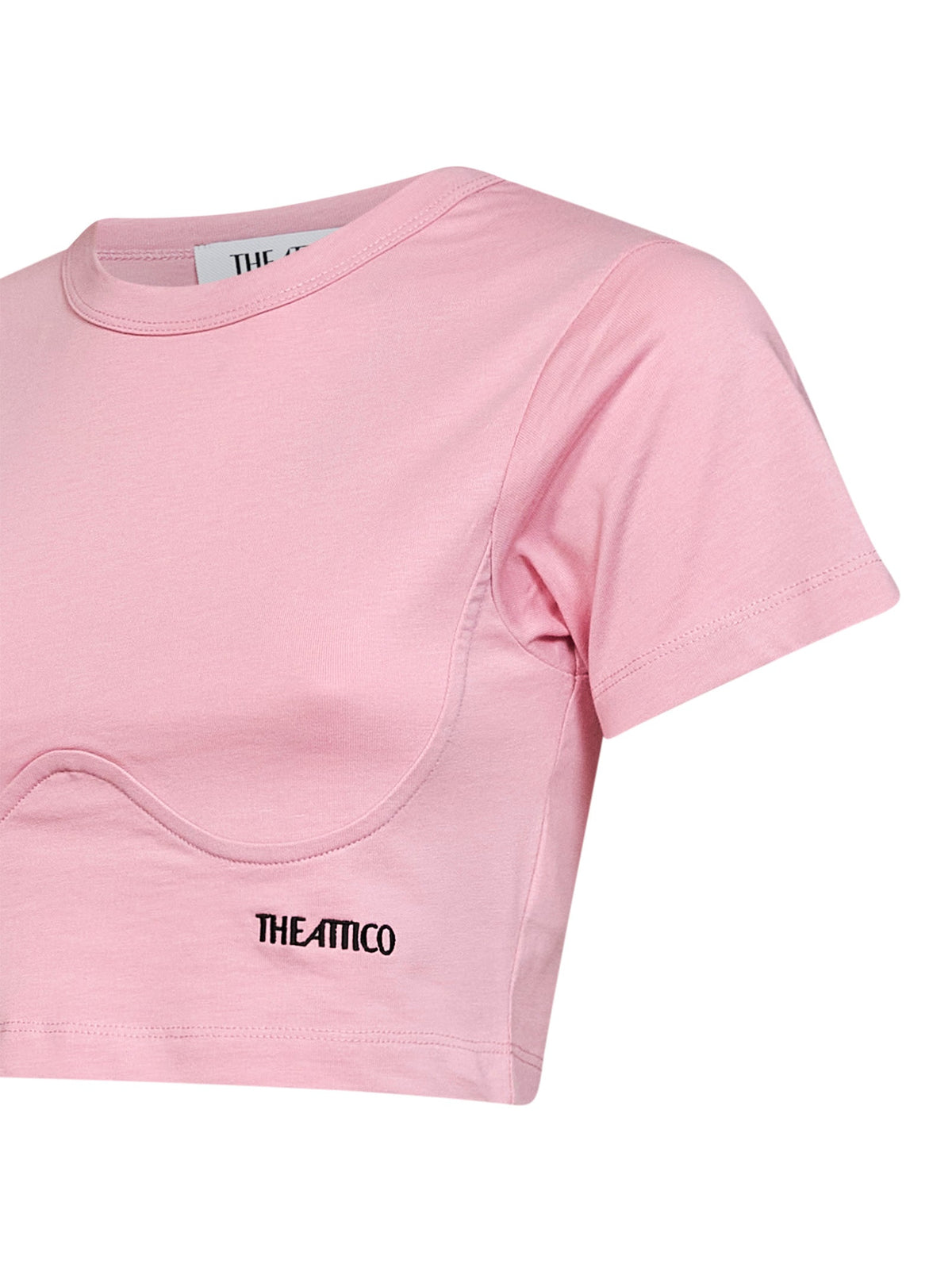 The Attico Women Light Pink Cotton Jersey Cropped T-Shirt<Br/> THE ATTICO