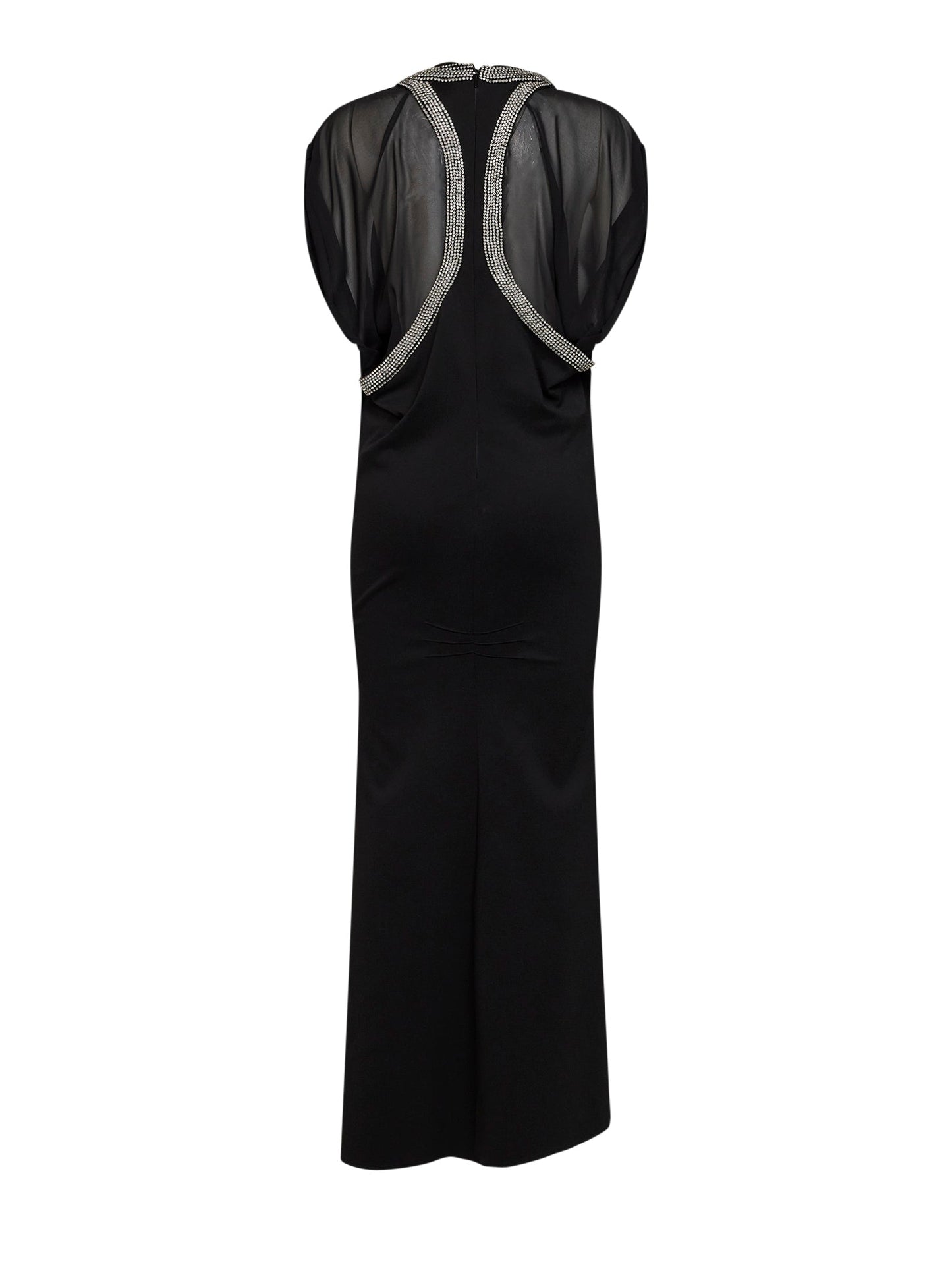 The Attico Women Black Stretch Crepe Layered-Effect Maxi Dress THE ATTICO