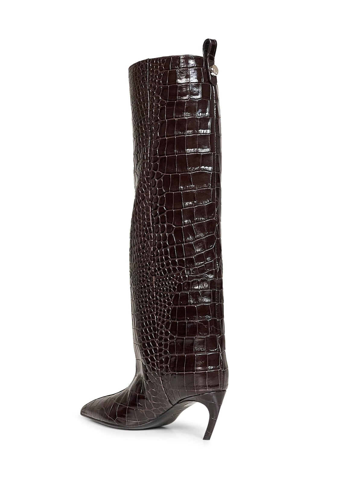 The Attico Women Dark Brown Croco-Printed Leather "Lea" High Boots THE ATTICO