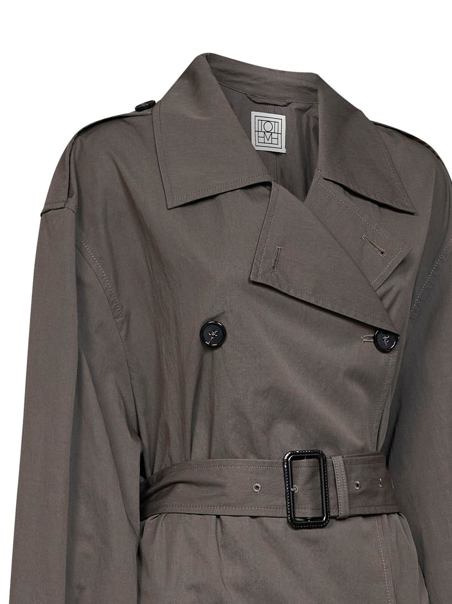 Toteme Women Taupe Crisp Cotton Blend Double-Breasted Trench Coat TOTEME