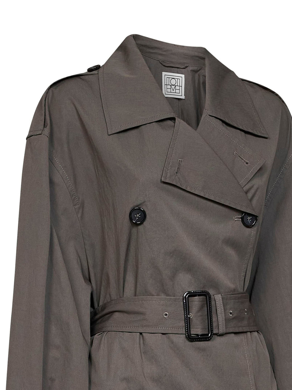 Toteme Women Taupe Crisp Cotton Blend Double-Breasted Trench Coat TOTEME