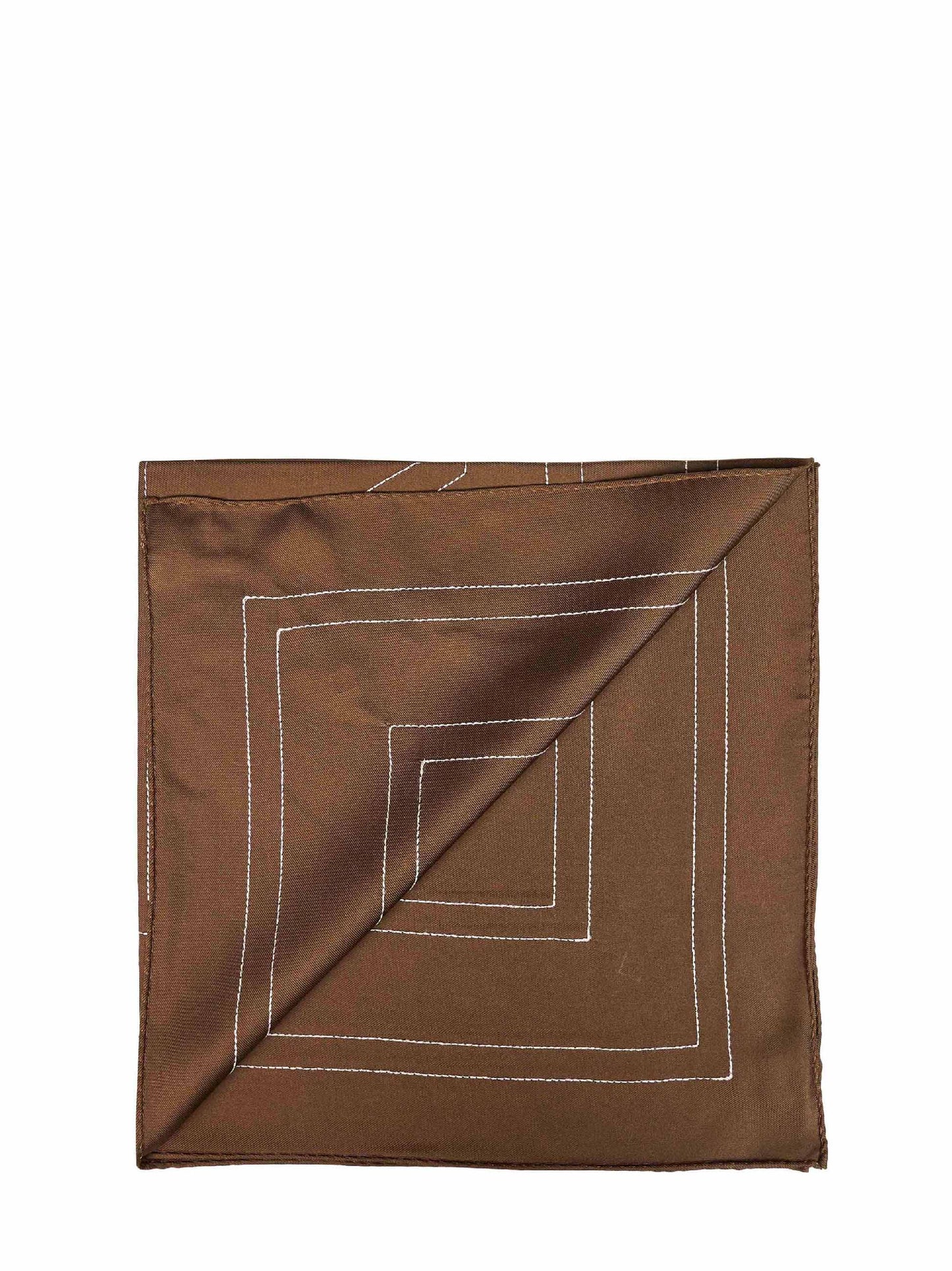 Toteme Women Mocha Silk Embroidered Monogram Scarf TOTEME