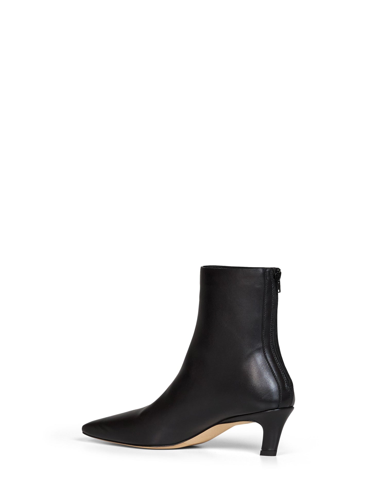 Toteme Women Black Soft Nappa Leather Mid-Heel Ankle Boots TOTEME