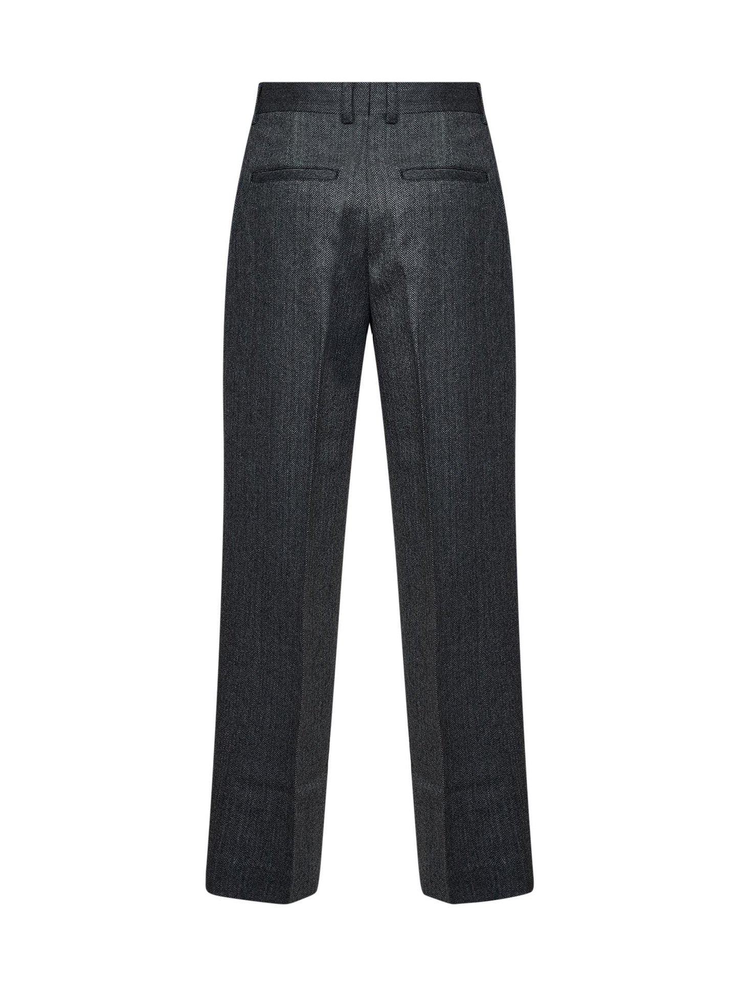 Toteme Women Dark Grey Mélange Wool Herringbonedouble-Pleat Trousers TOTEME