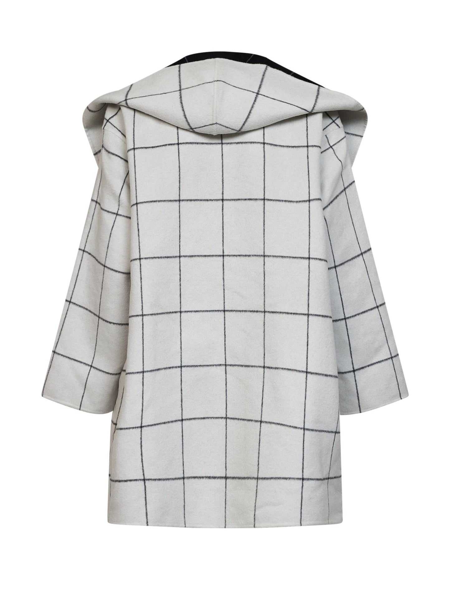 Toteme Women Black And White Check Double Hooded Coat TOTEME