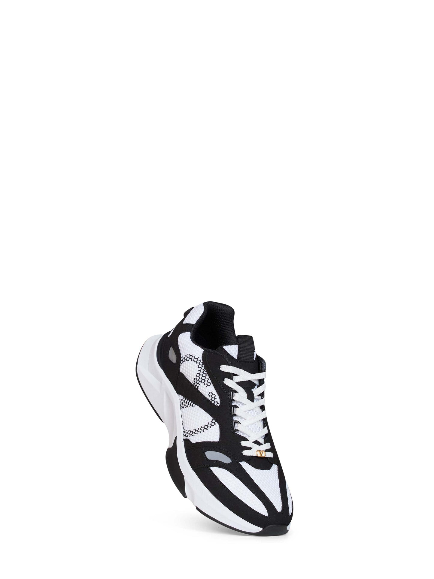 Valentino Garavani Men White And Black And Grey Mesh And Suede Demivee Low-Top Sneakers VALENTINO GARAVANI