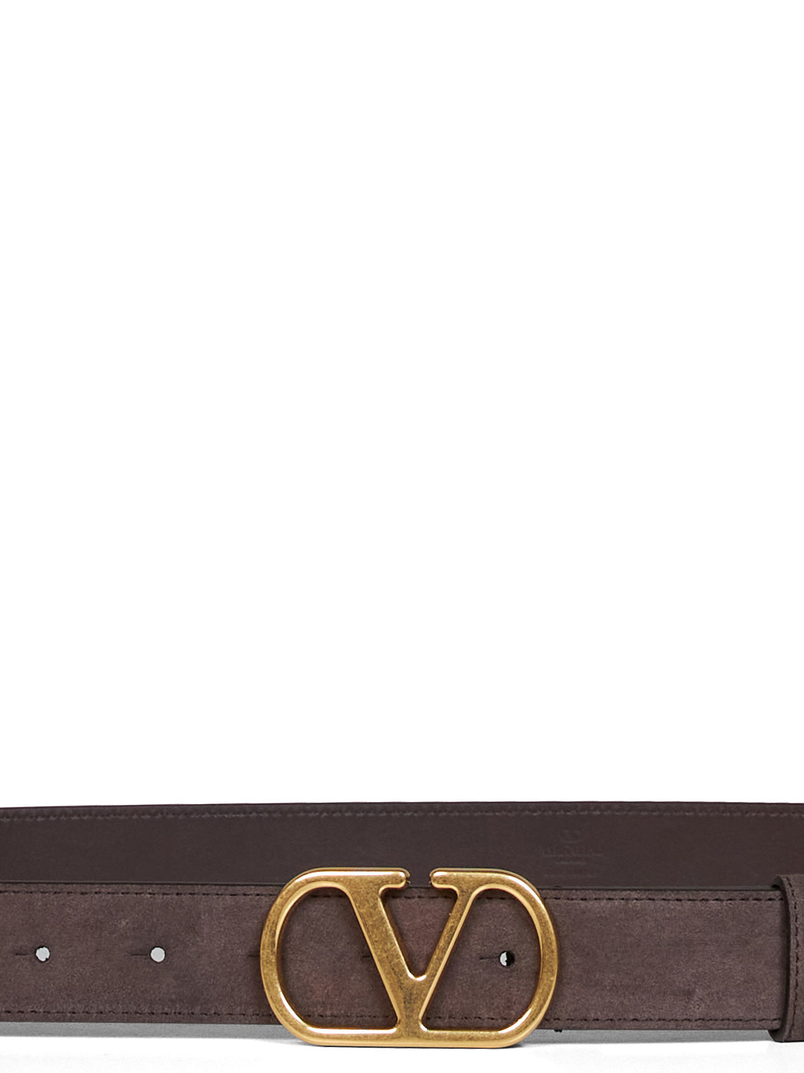 Valentino Garavani Men Brown Suede Vlogo Singature Belt VALENTINO GARAVANI