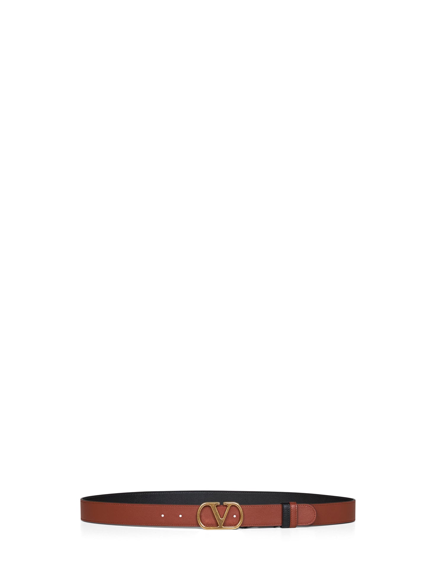 Valentino Garavani Men Black And Deep Caramel Vlogo Signature Reversible Belt VALENTINO GARAVANI