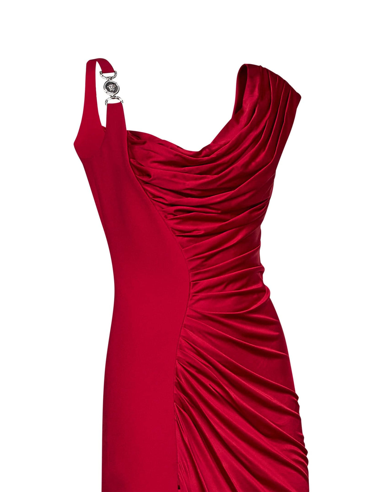 Versace Women Red Liquid Jersey Draped Long Dress VERSACE