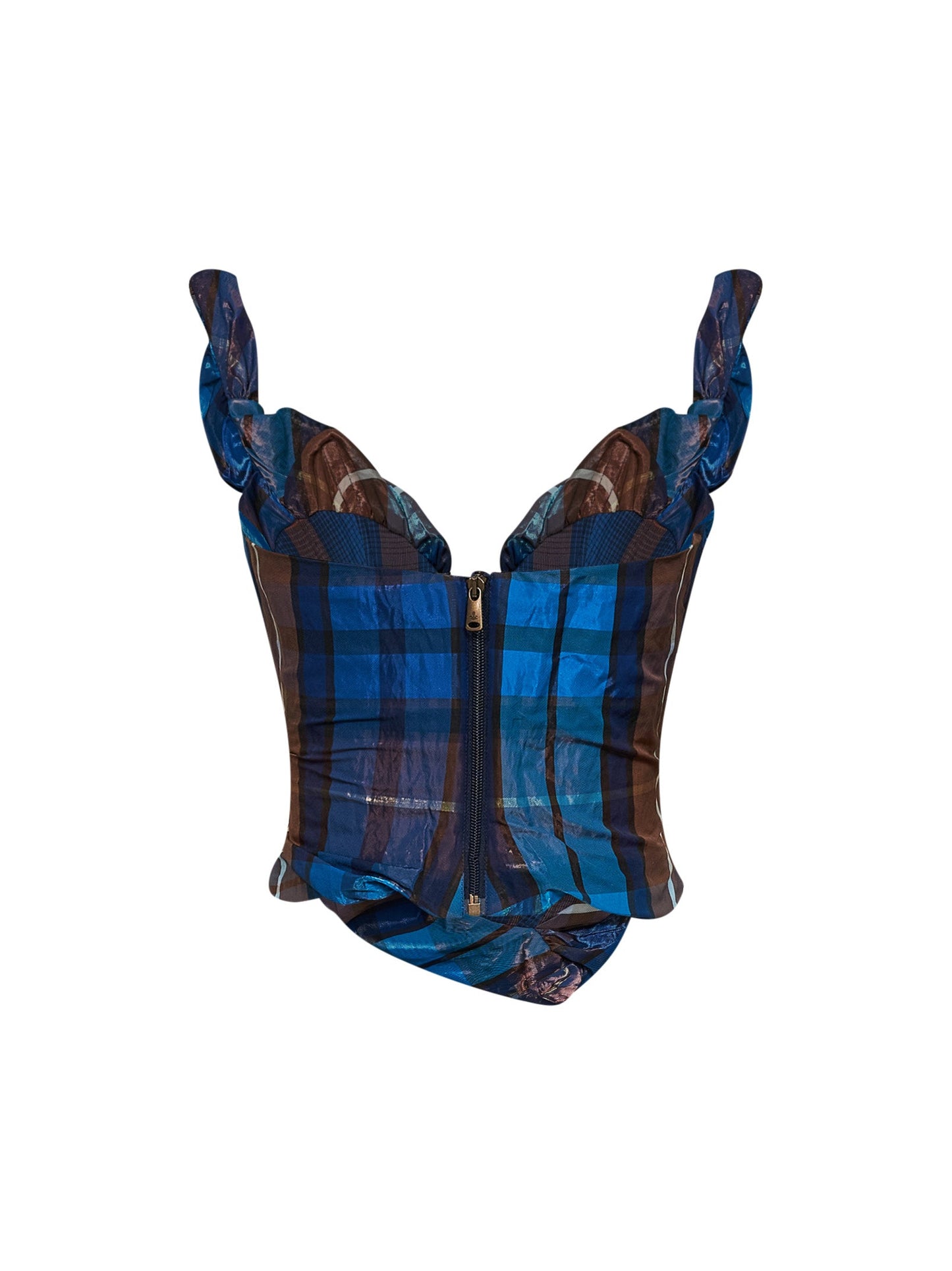 Vivienne Westwood Women Blue And Brown Tartan On Point Corset VIVIENNE WESTWOOD