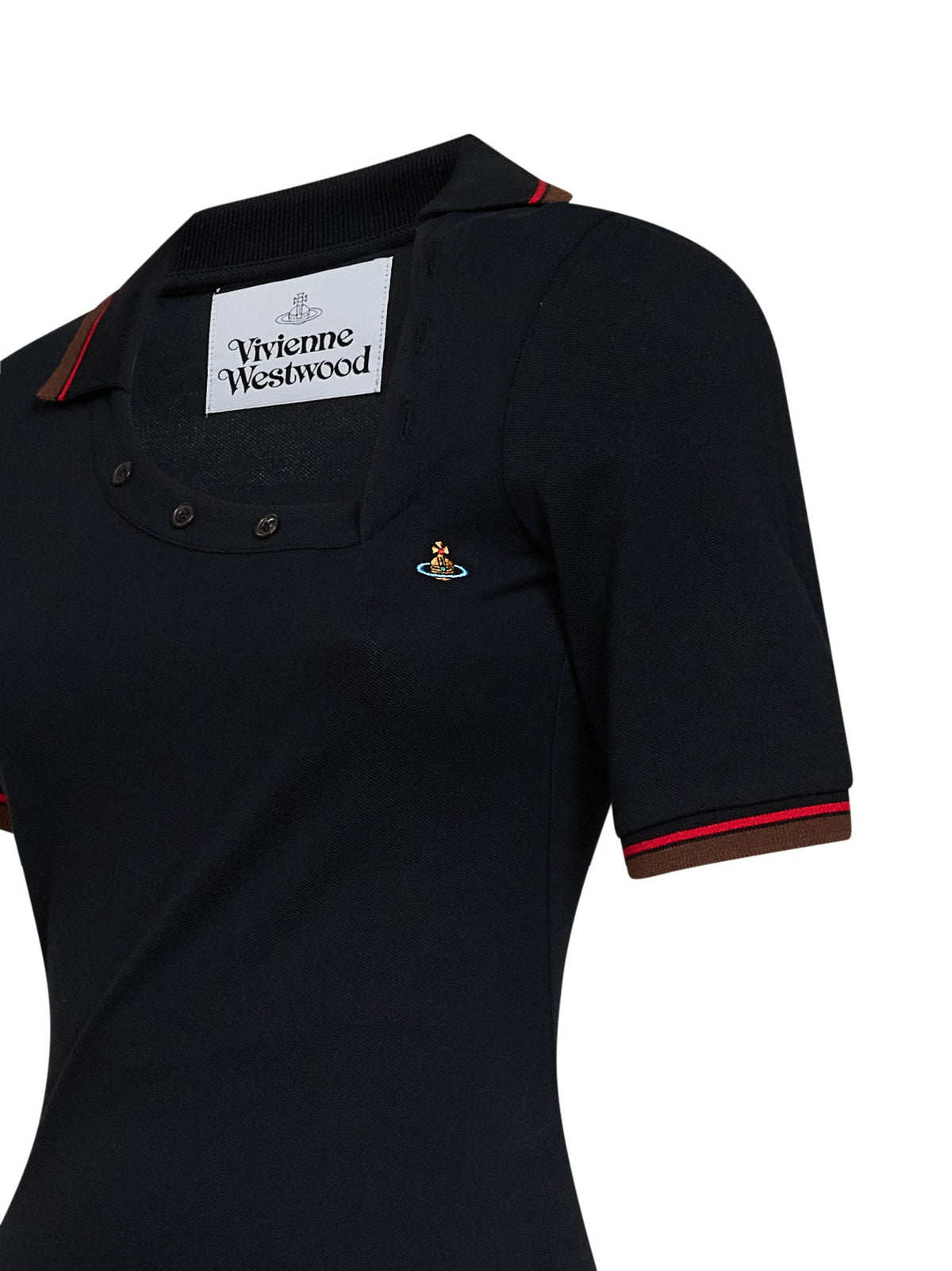 Vivienne Westwood Women Black Cotton Piqué Glory Asymmetric Polo Mini Dress VIVIENNE WESTWOOD