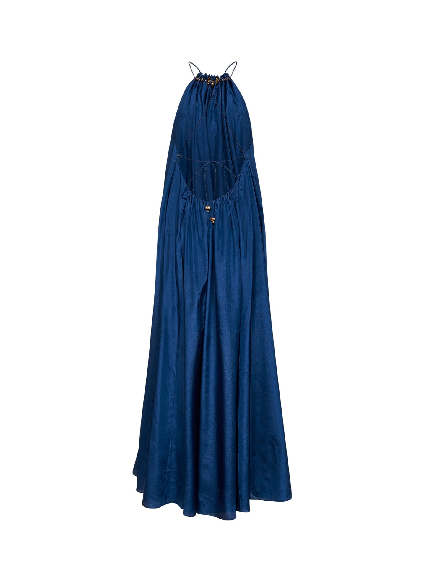 Zimmermann Women Cobalt Silk Aster Dark Gathered Beaded Maxi Dress ZIMMERMANN