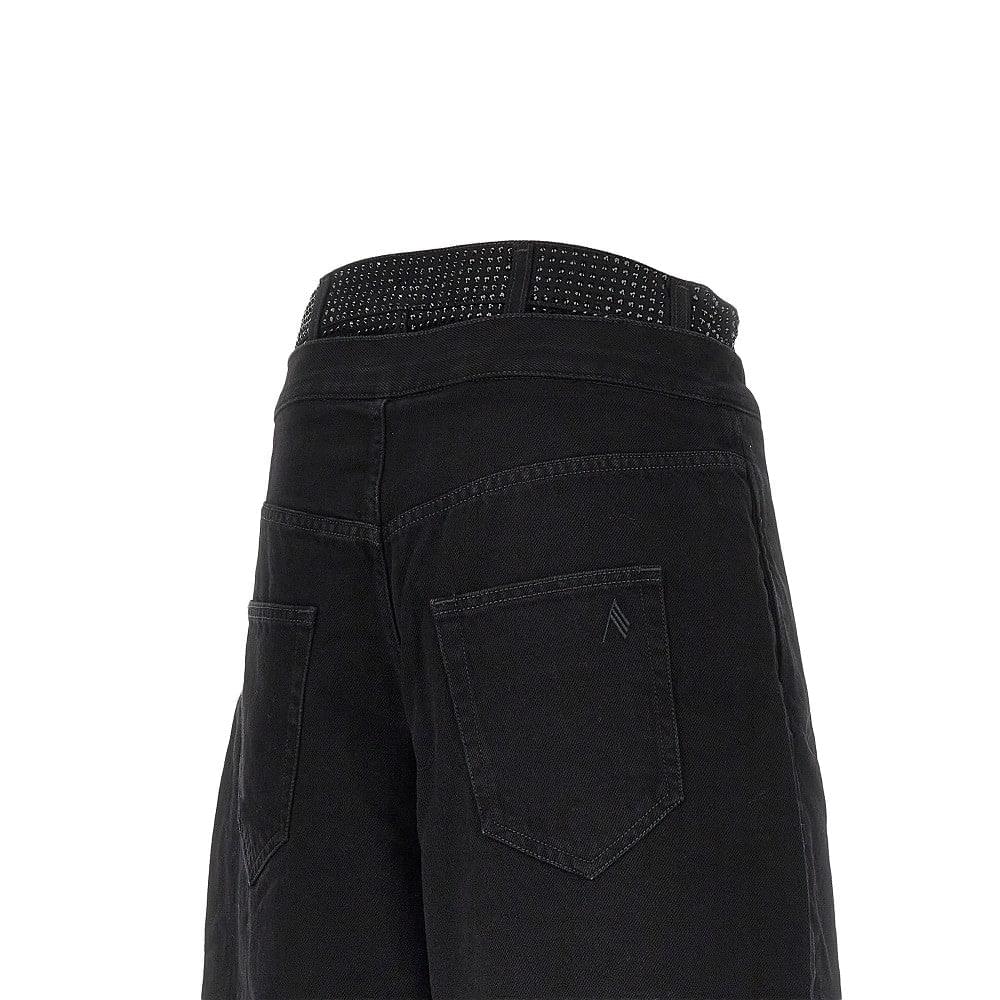 The Attico Women Cropped Denim Pants With Rhinestones THE ATTICO