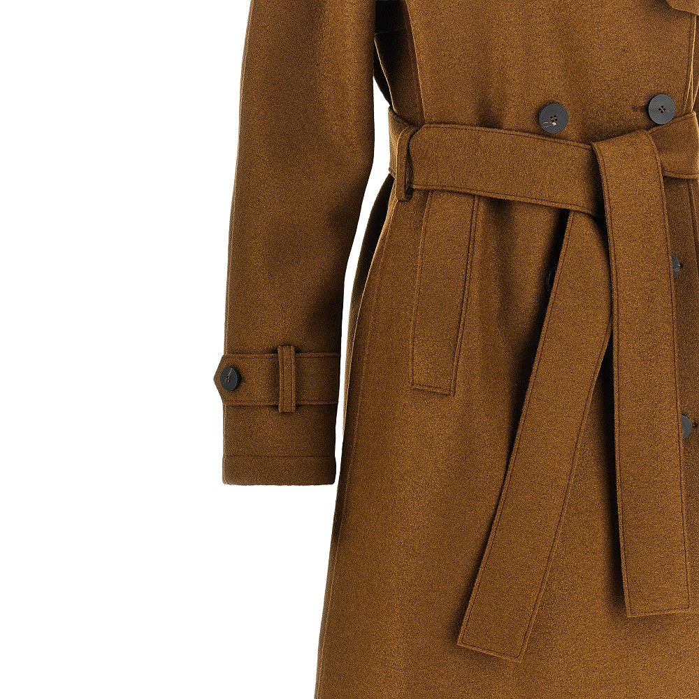 Harris Wharf London Women Pressed Wool Long Trench Coat HARRIS WHARF LONDON