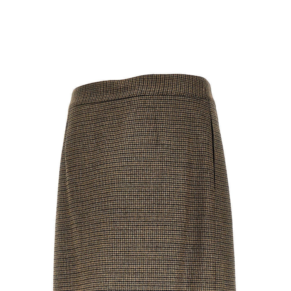 Etro Women Wool Long Skirt With Houndstooth Motif ETRO