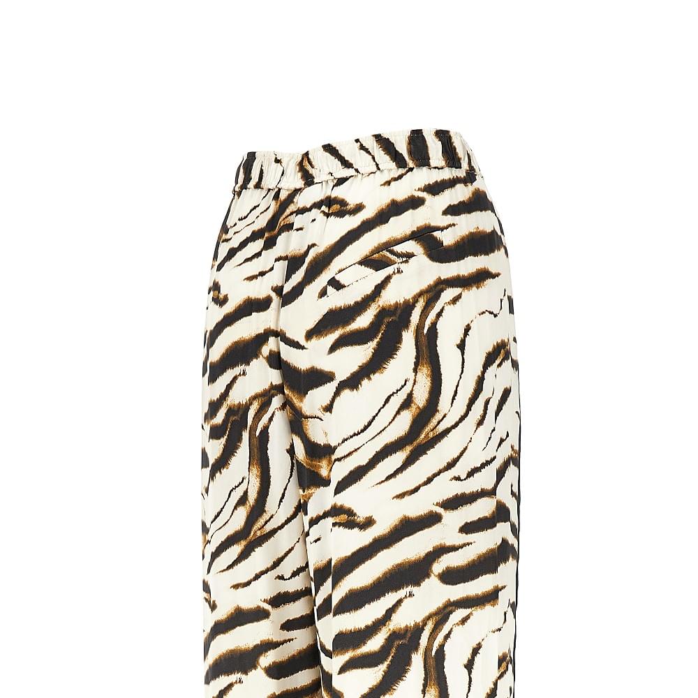 Ganni Women Satin Pants With Zebra-Striped Print GANNI