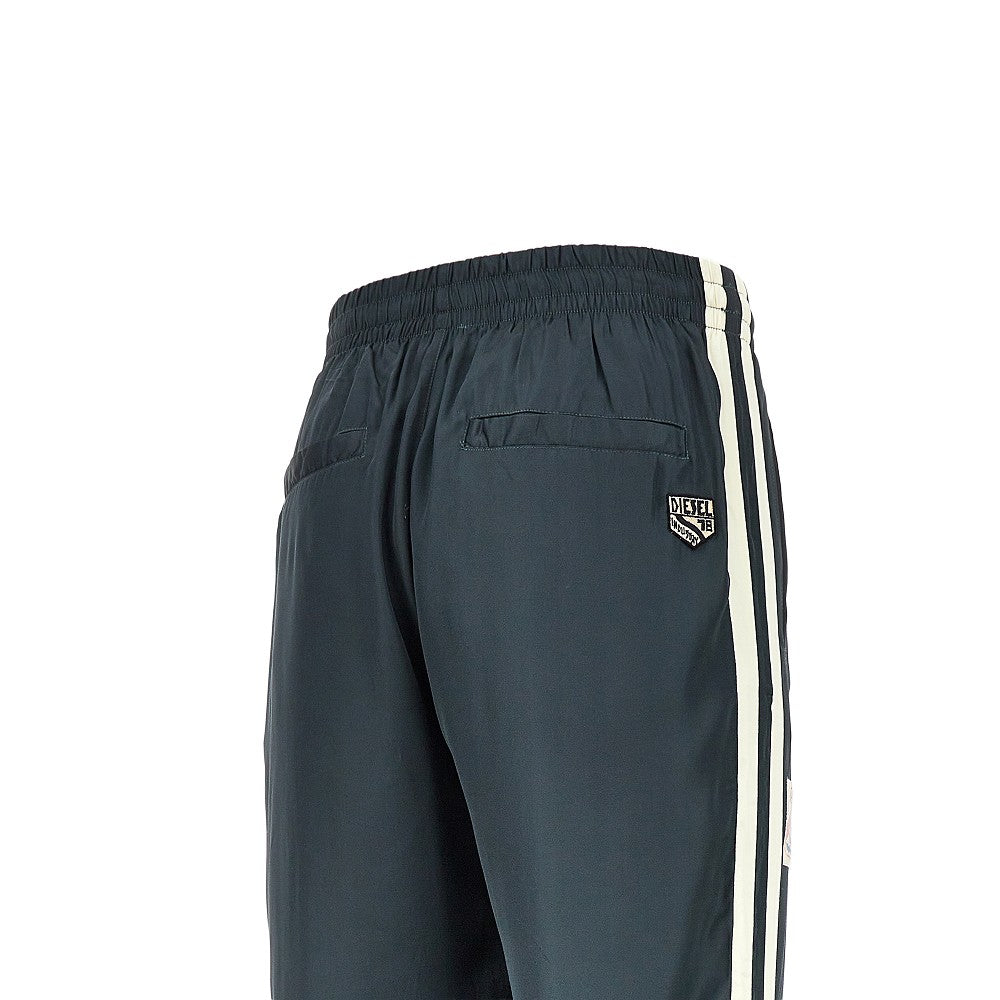 Diesel Men Satin Track Pants With Patches DIESEL