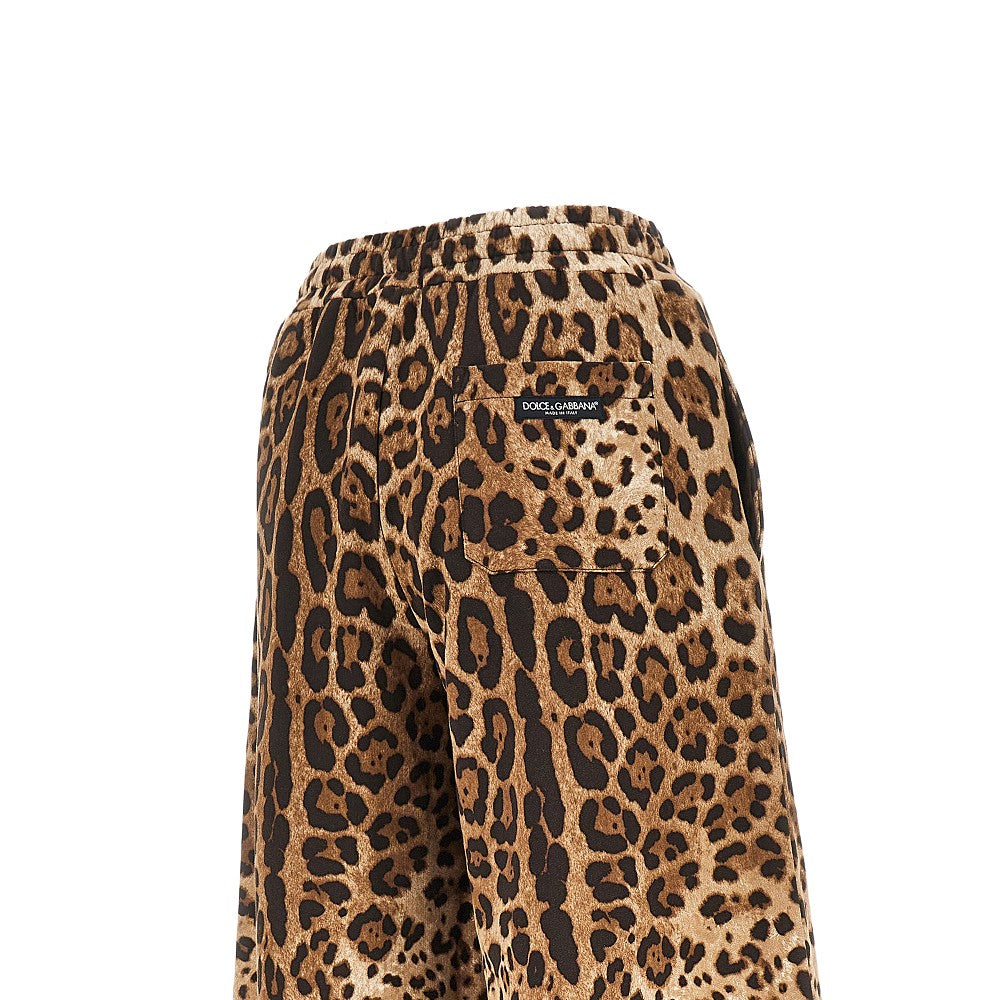 Dolce&Gabbana Women Wide-Leg Pants With Leopard-Print DOLCE & GABBANA