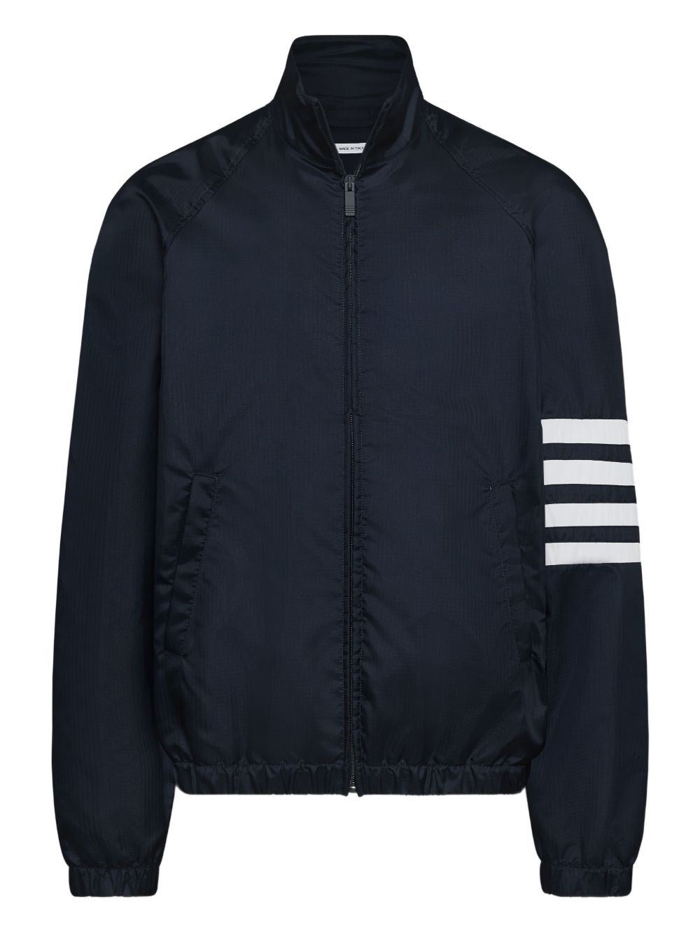 Thom Browne Men Zip Front Raglan Track Jacket W/ 4 Bar In Shiny Ripstop THOM BROWNE
