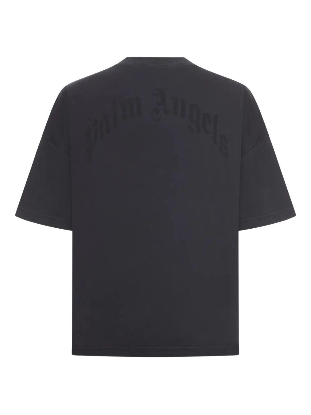 Palm Angels Men `Curved Logo` Loose Collar T-Shirt PALM ANGELS
