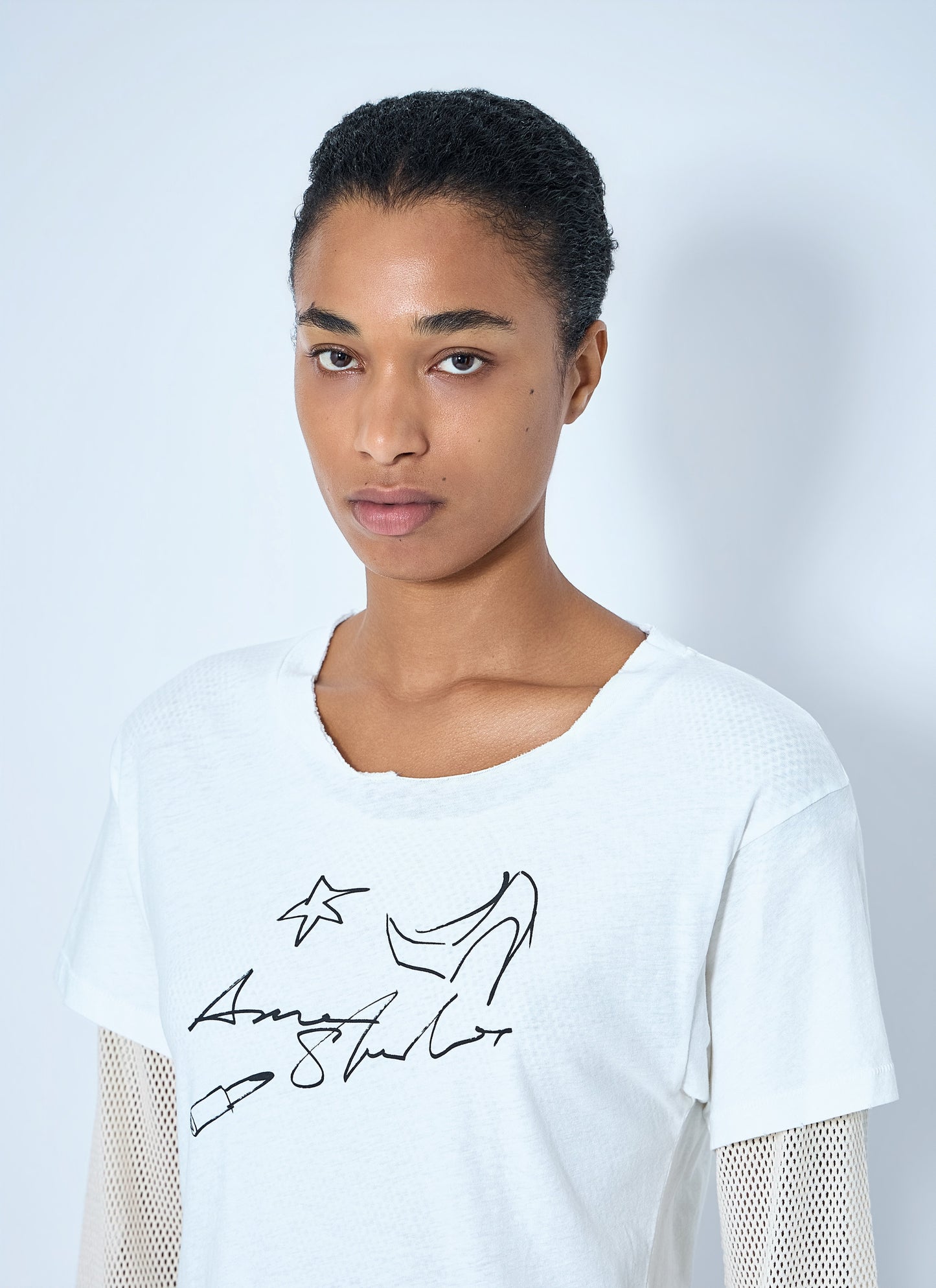 Acne Studios Women Layered Mesh Sleeve T-Shirt ACNE STUDIOS