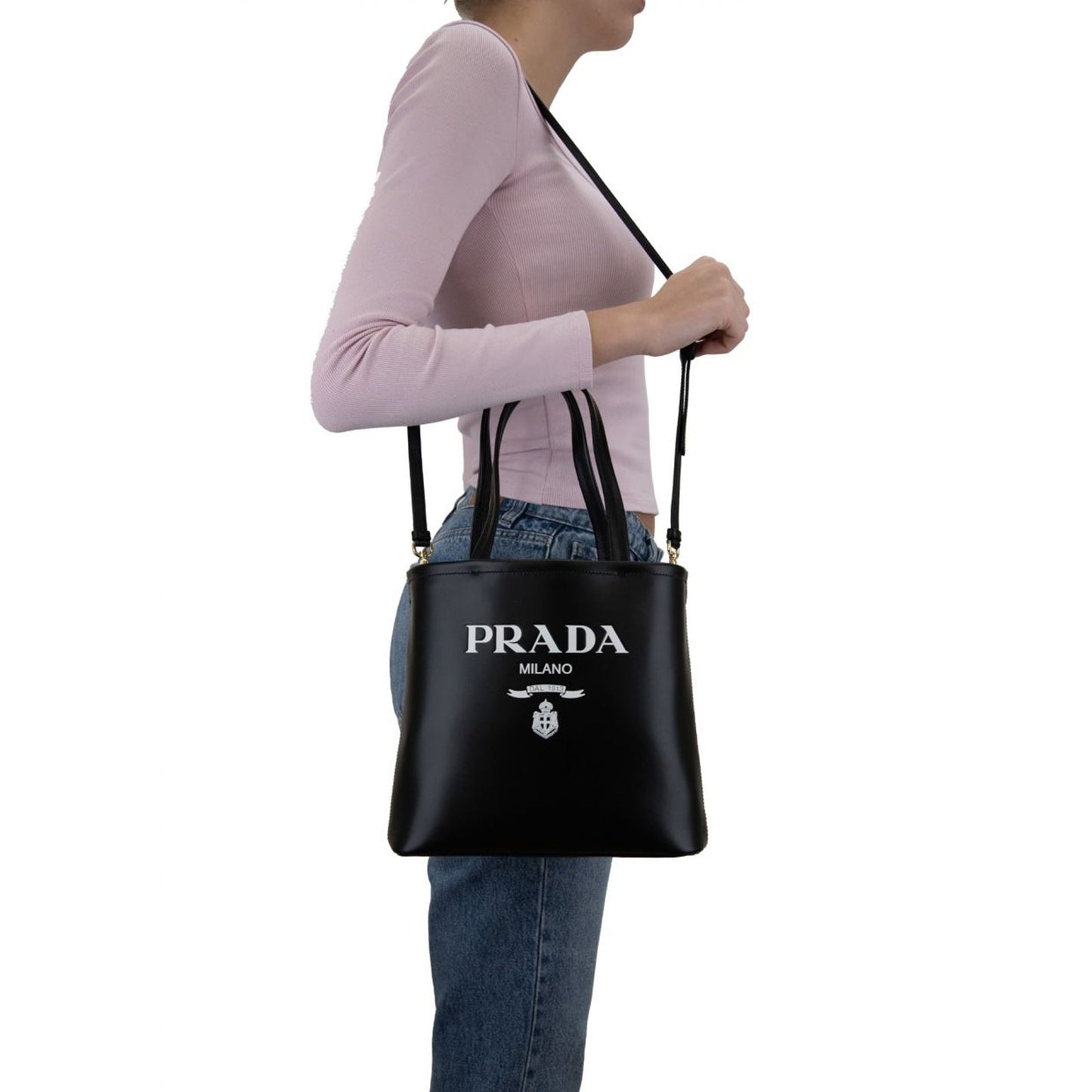 Prada Logo Leather Tote Bag Women PRADA