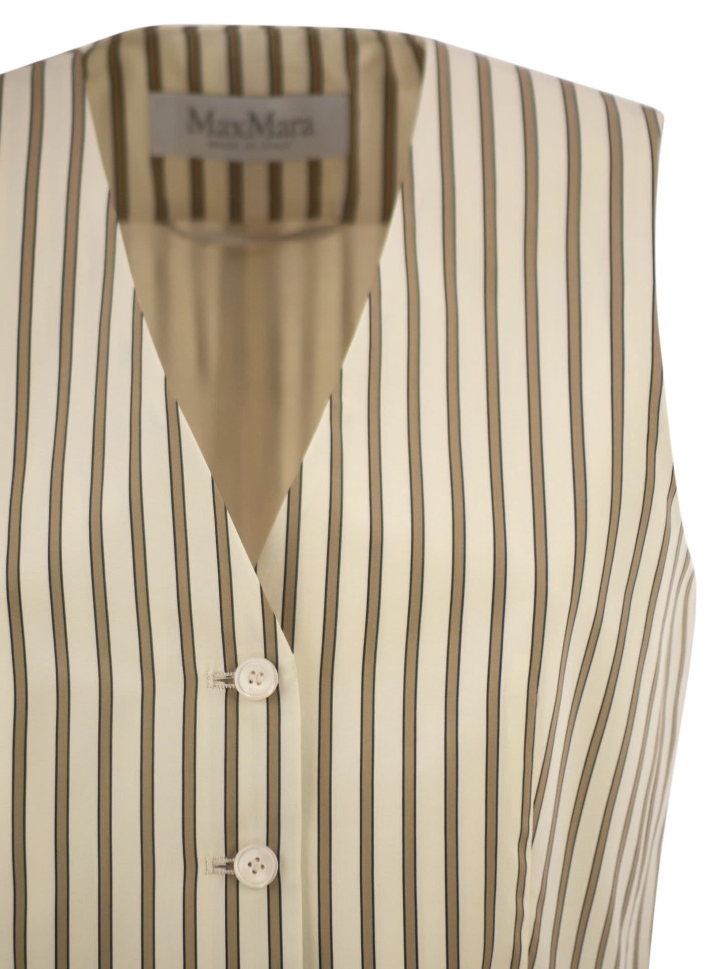 Max Mara Women Mxmfauno - Striped Cotton And Silk Canvas Waistcoat MAX MARA