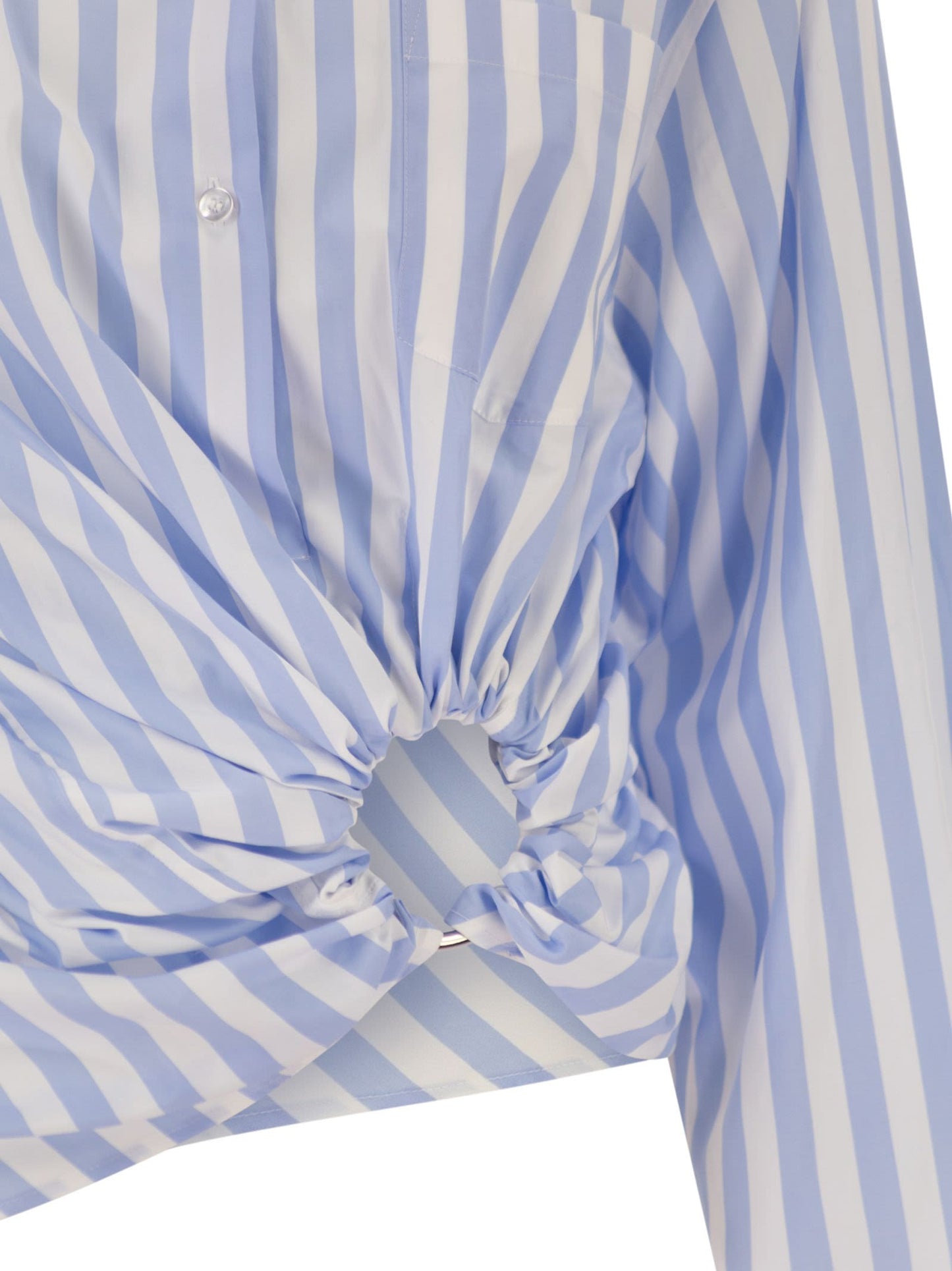 Sportmax Women Spxpalmizi – Cropped Striped Cotton Shirt With Front Draping SPORTMAX