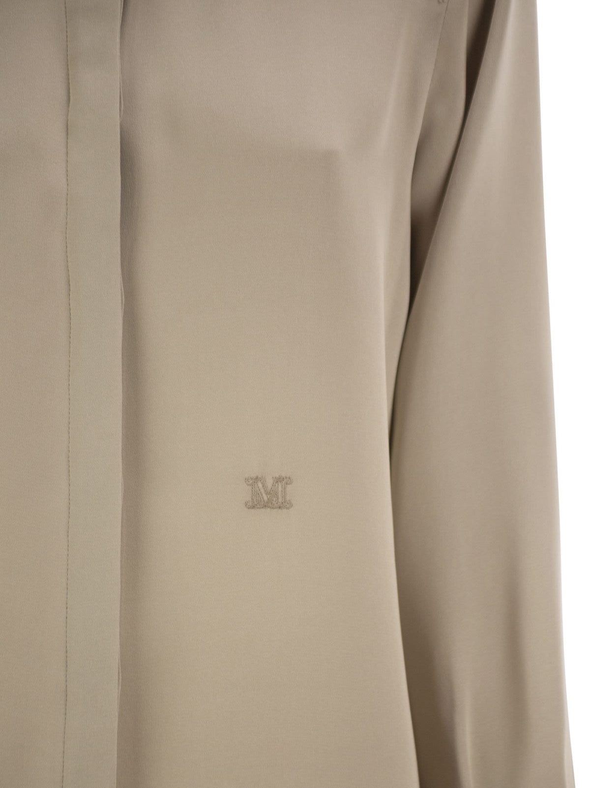 Max Mara Women Mxmgeranio - Pure Silk Shirt With Embroidered M Logo