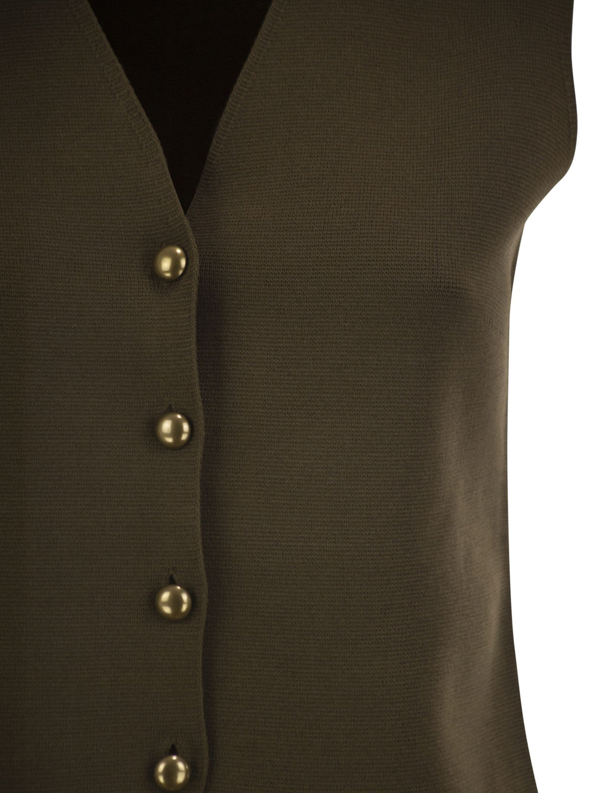 Max Mara Women Mxmgola - Viscose Knit Waistcoat With Gold-Tone Buttons MAX MARA