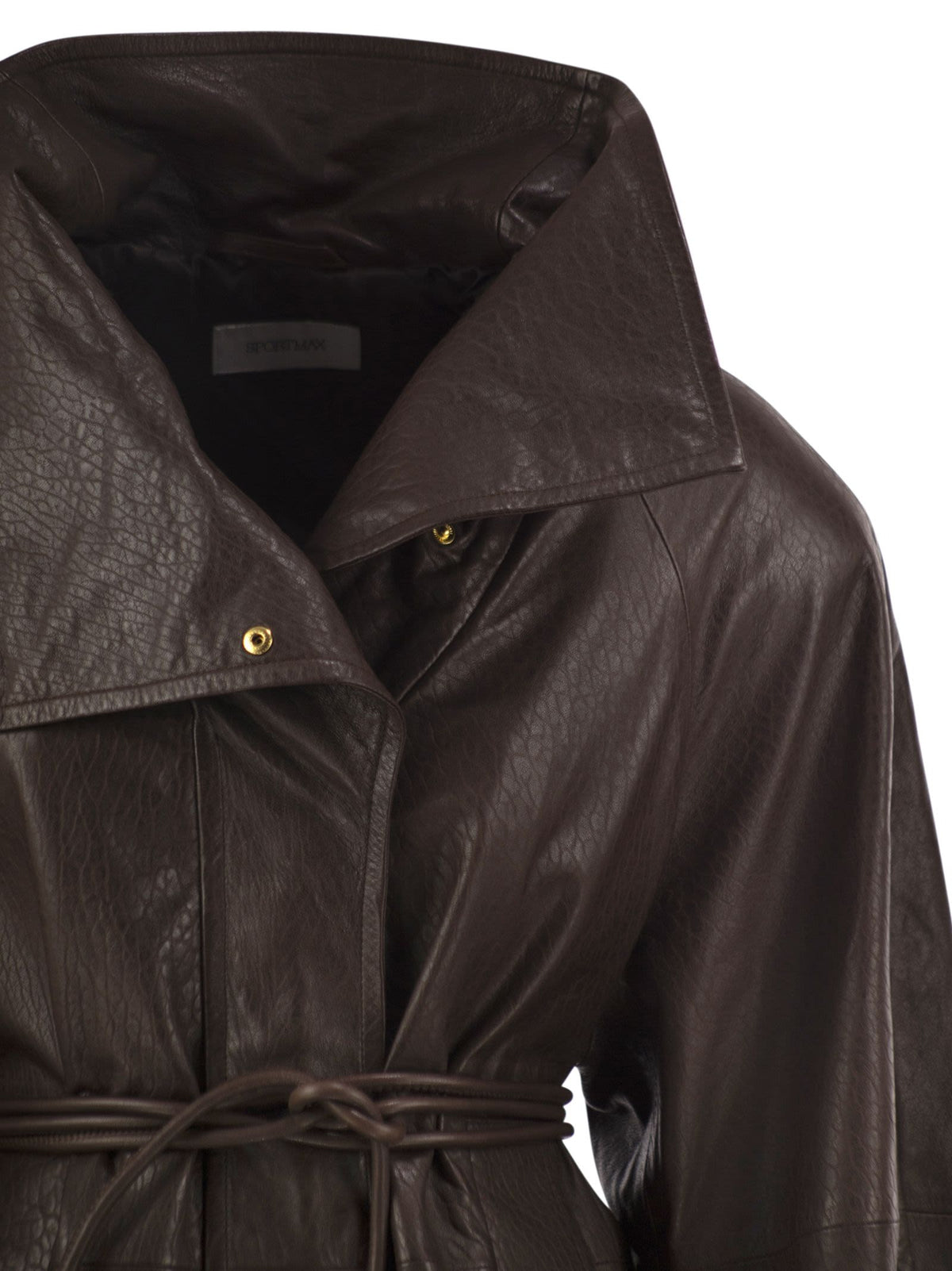 Sportmax Women Spsalaggio - Lamb Leather Jacket With High Neck And Belt SPORTMAX