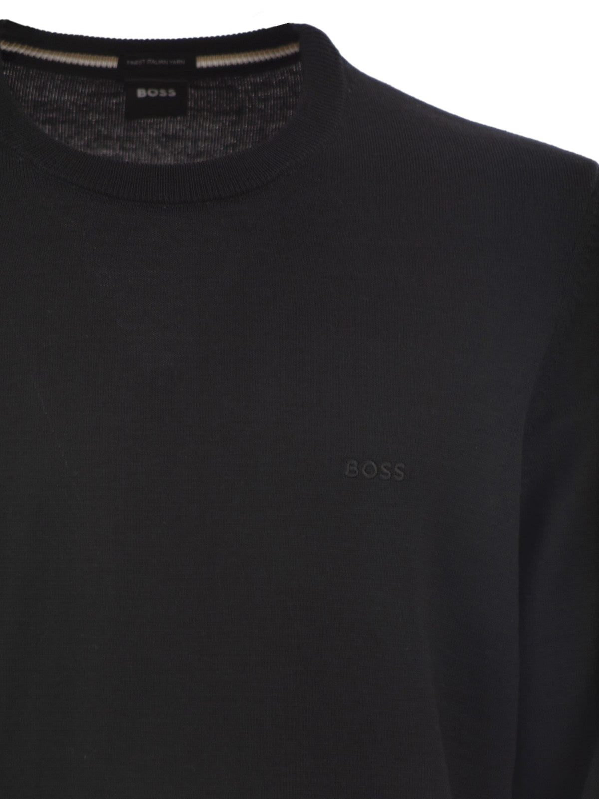 Boss Men Regular Fit Virgin Wool Jumper With Embroidered Logo BOSS