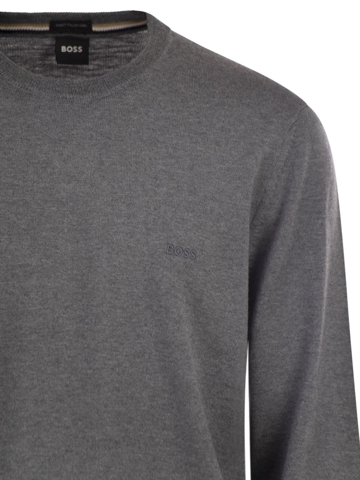 Boss Men Regular Fit Virgin Wool Jumper With Embroidered Logo BOSS