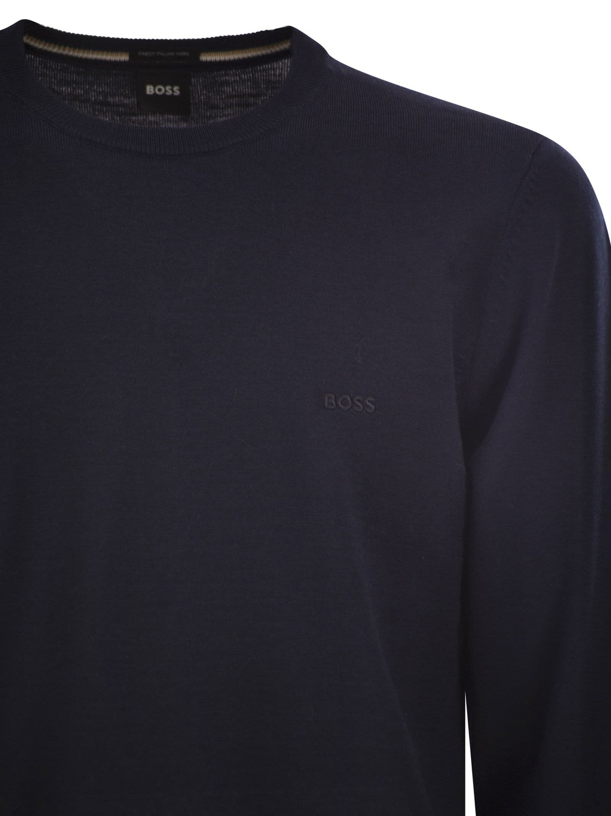 Boss Men Regular Fit Virgin Wool Jumper With Embroidered Logo BOSS
