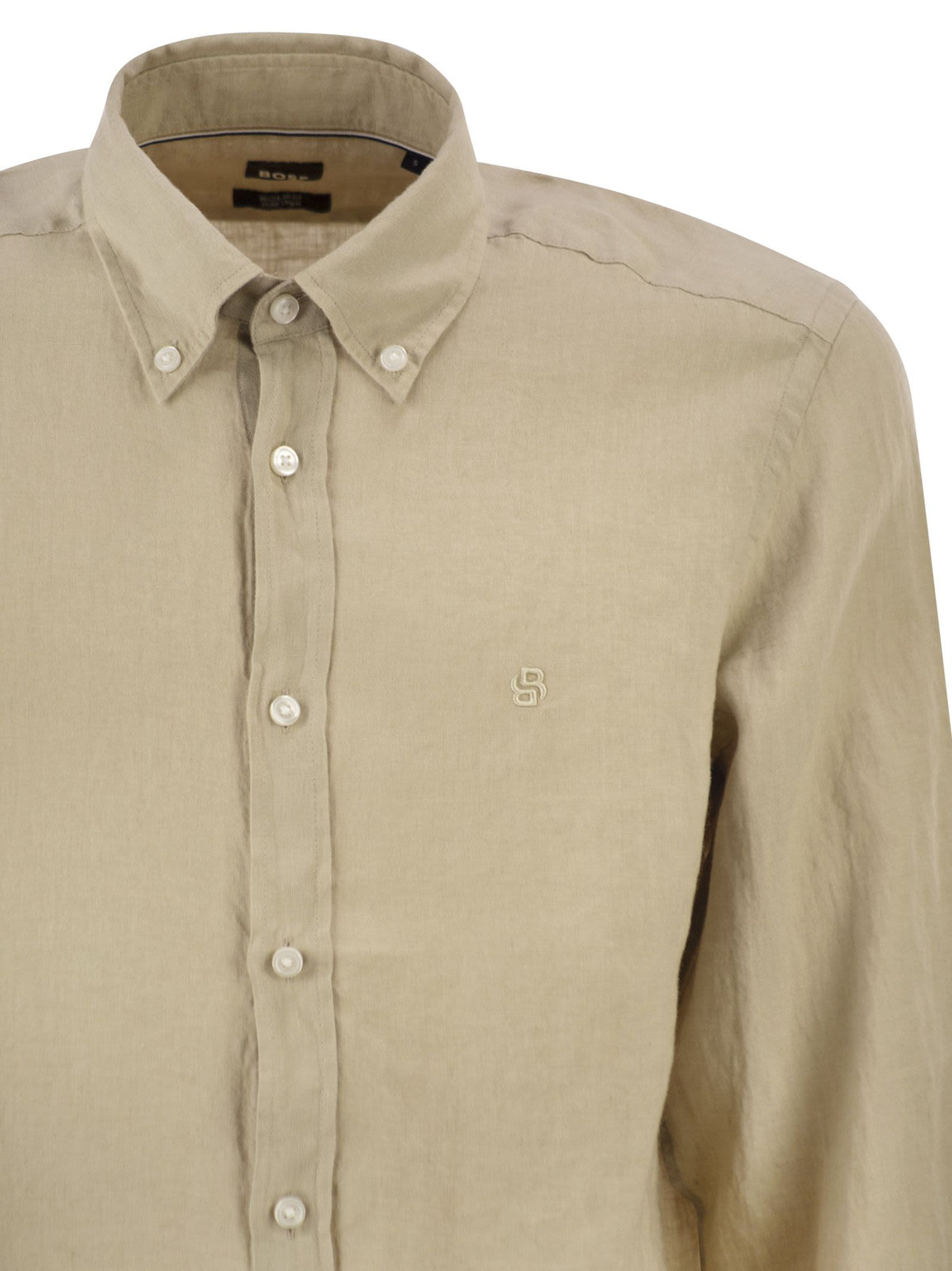 Boss Men Pure Linen Regular Fit Shirt With Button-Down Collar BOSS