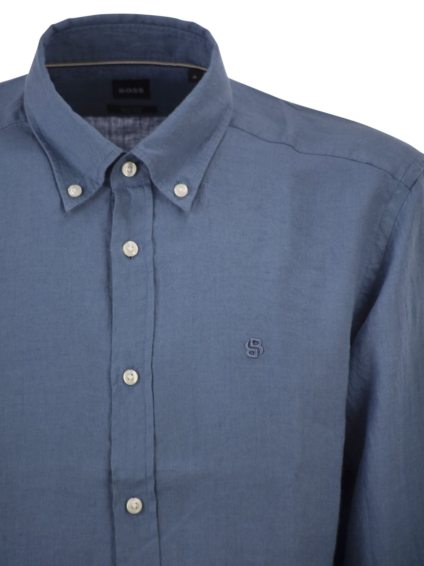 Boss Men Pure Linen Regular Fit Shirt With Button-Down Collar BOSS