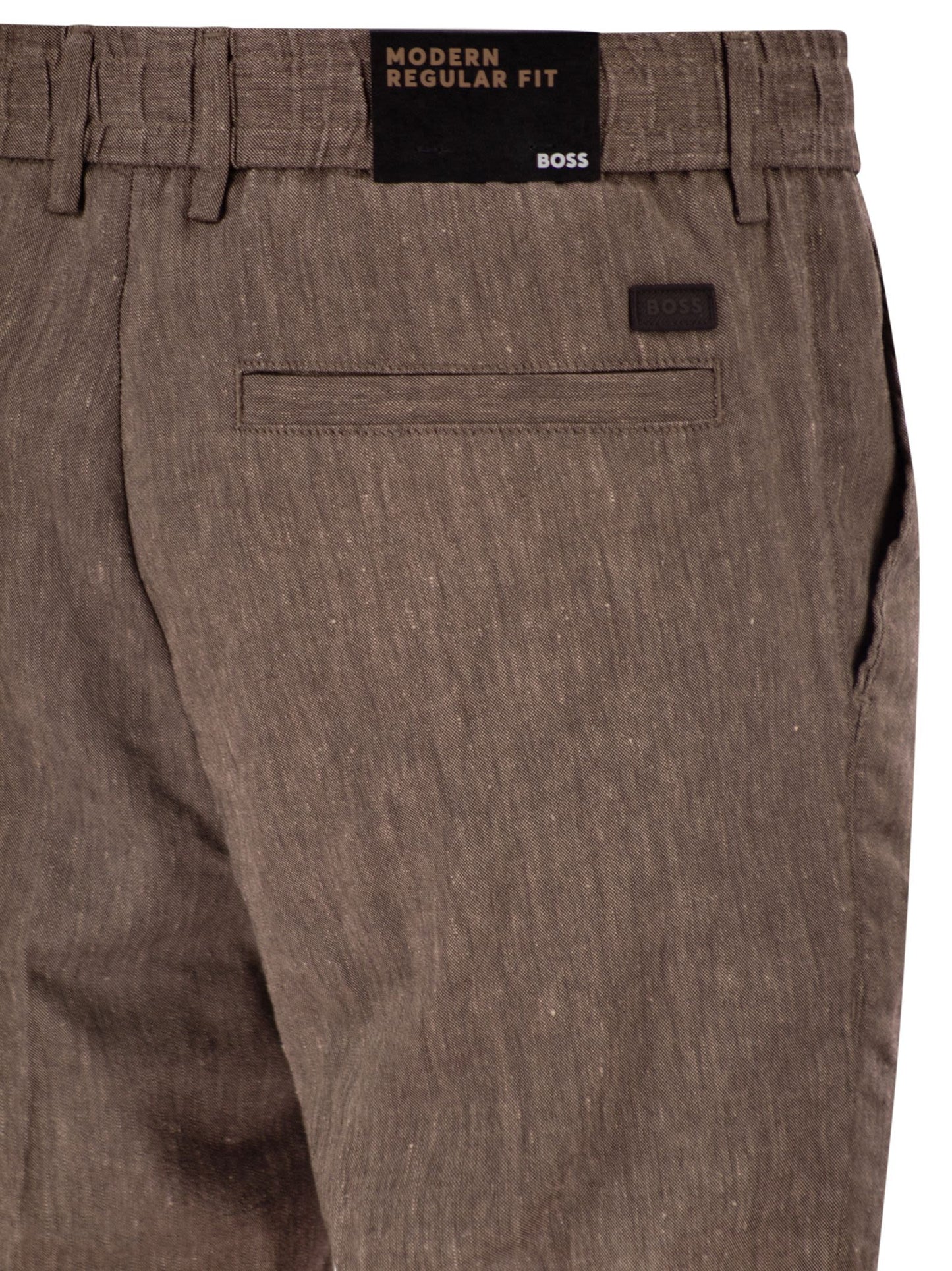 Boss Men Linen Blend Chino Trousers With Drawstring In Modern Regular Fit BOSS