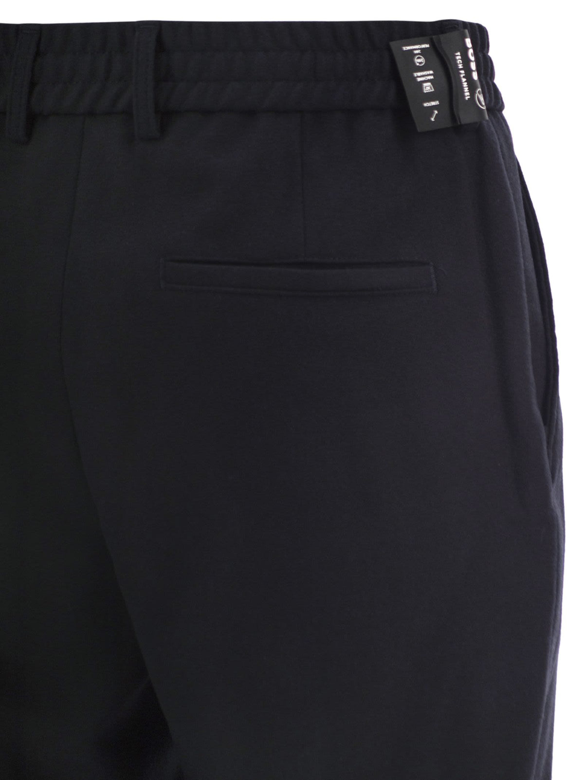 Boss Men Virgin Wool-Blend Tapered Fit Trousers With Drawstring BOSS