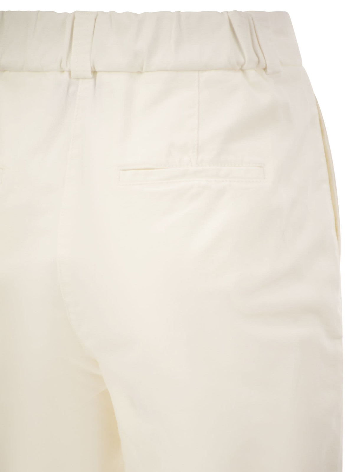 Peserico Women Stretch Cotton Tapered Trousers With Elasticated Waistband