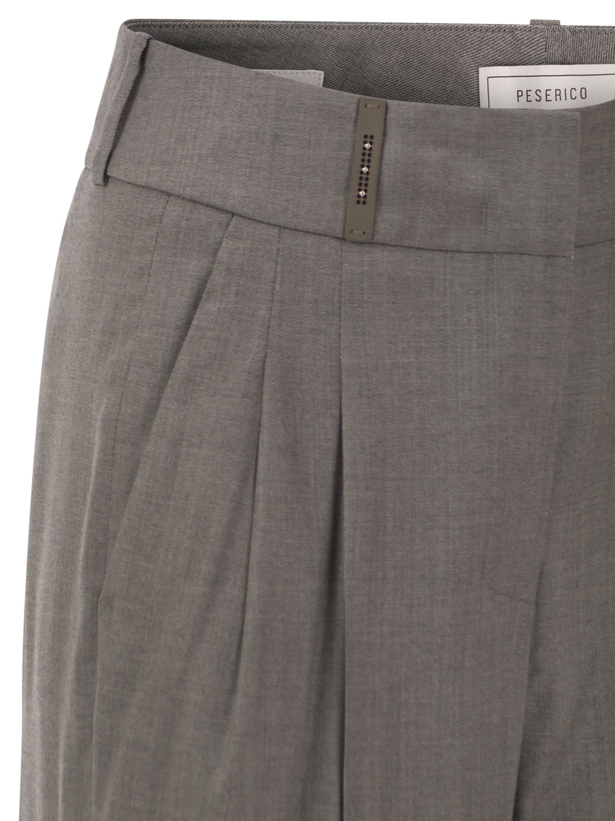 Peserico Women Tailored Virgin Wool Stretch Trousers With Front Pleats