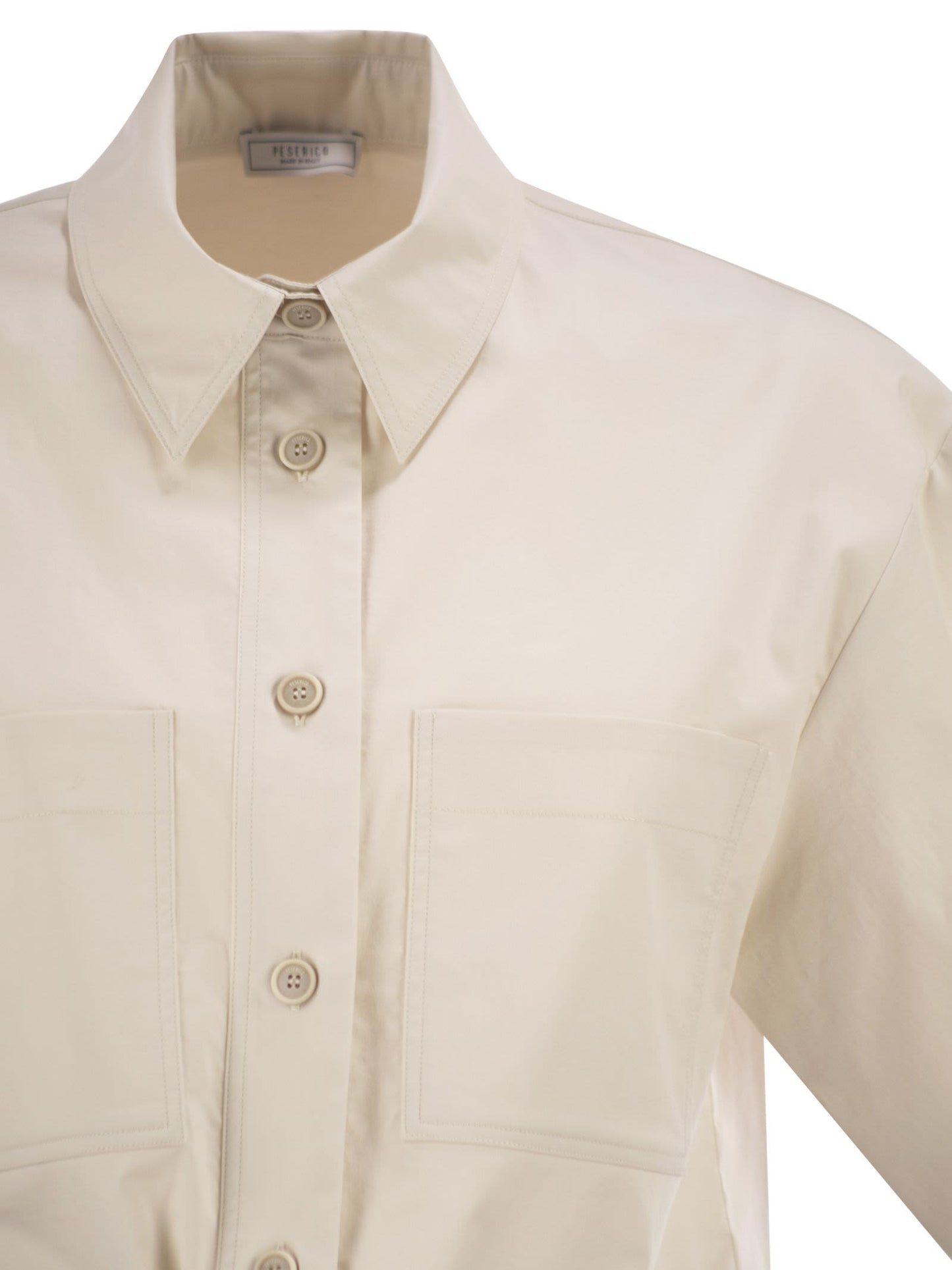 Peserico Women Cropped Stretch Cotton Shirt With Drawstring PESERICO