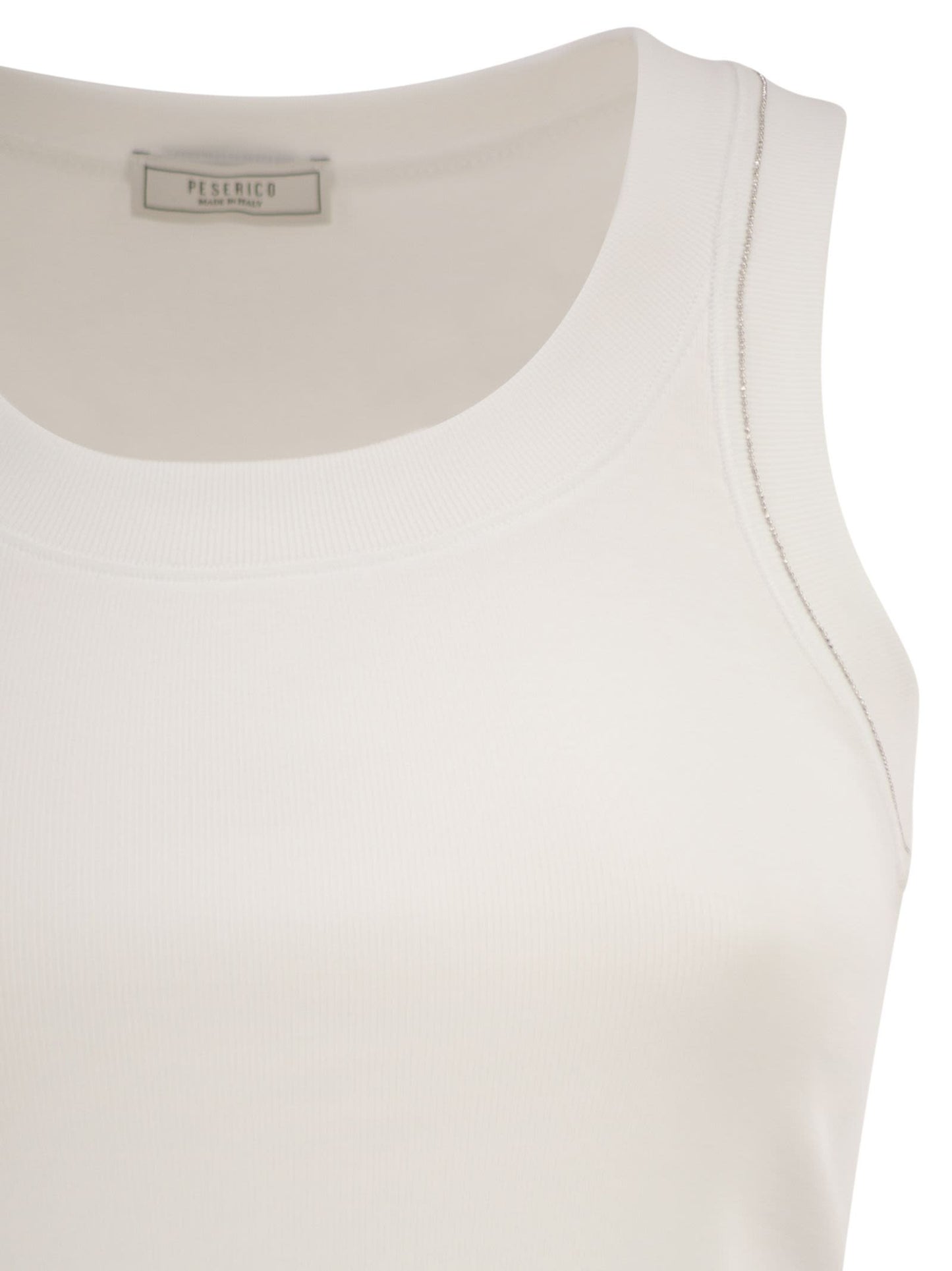 Peserico Women Cotton Jersey Vest Top With Shiny Thread PESERICO