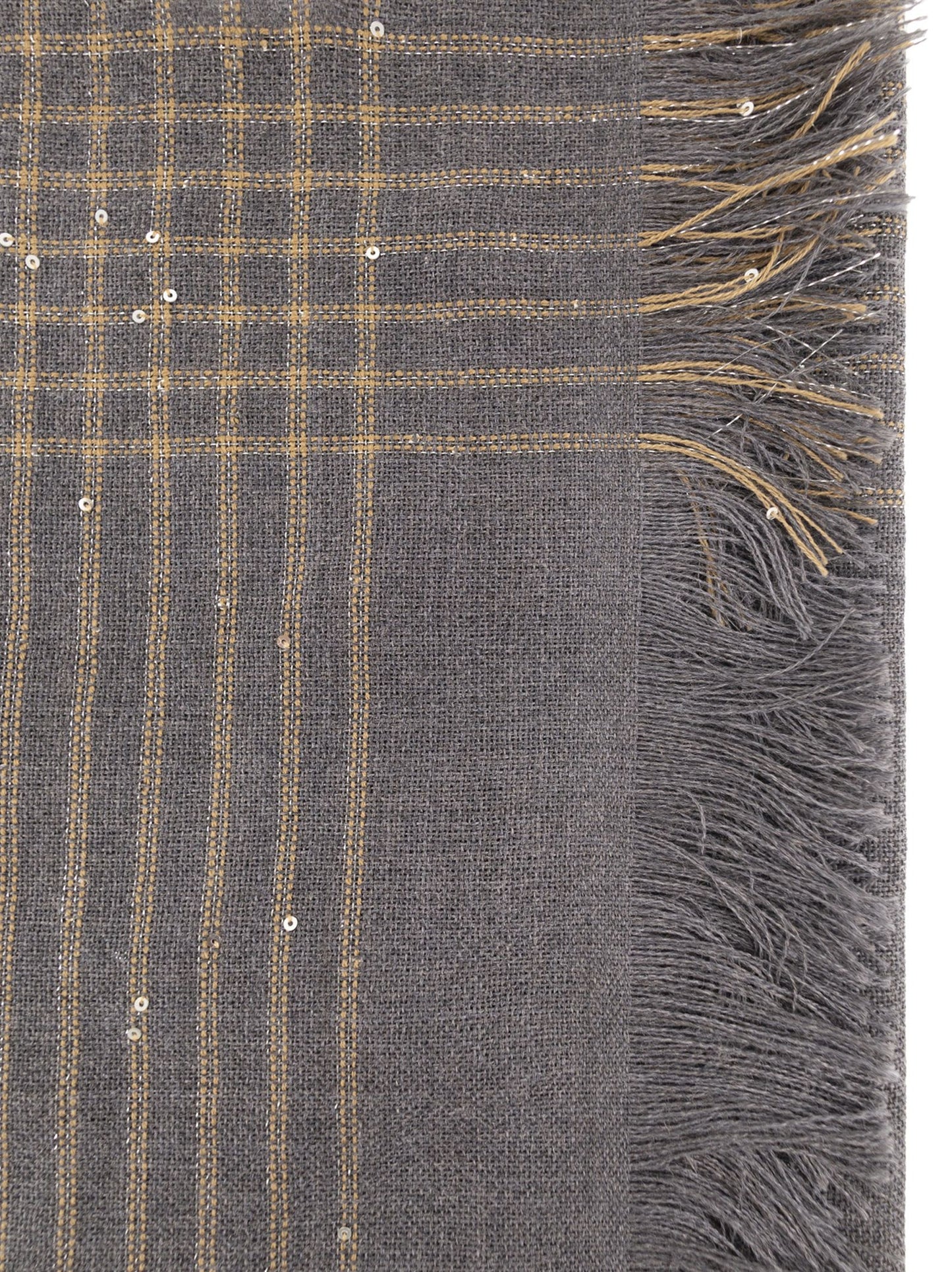 Peserico Women Virgin Wool Scarf With Check Pattern, Sequins And Lurex Details PESERICO
