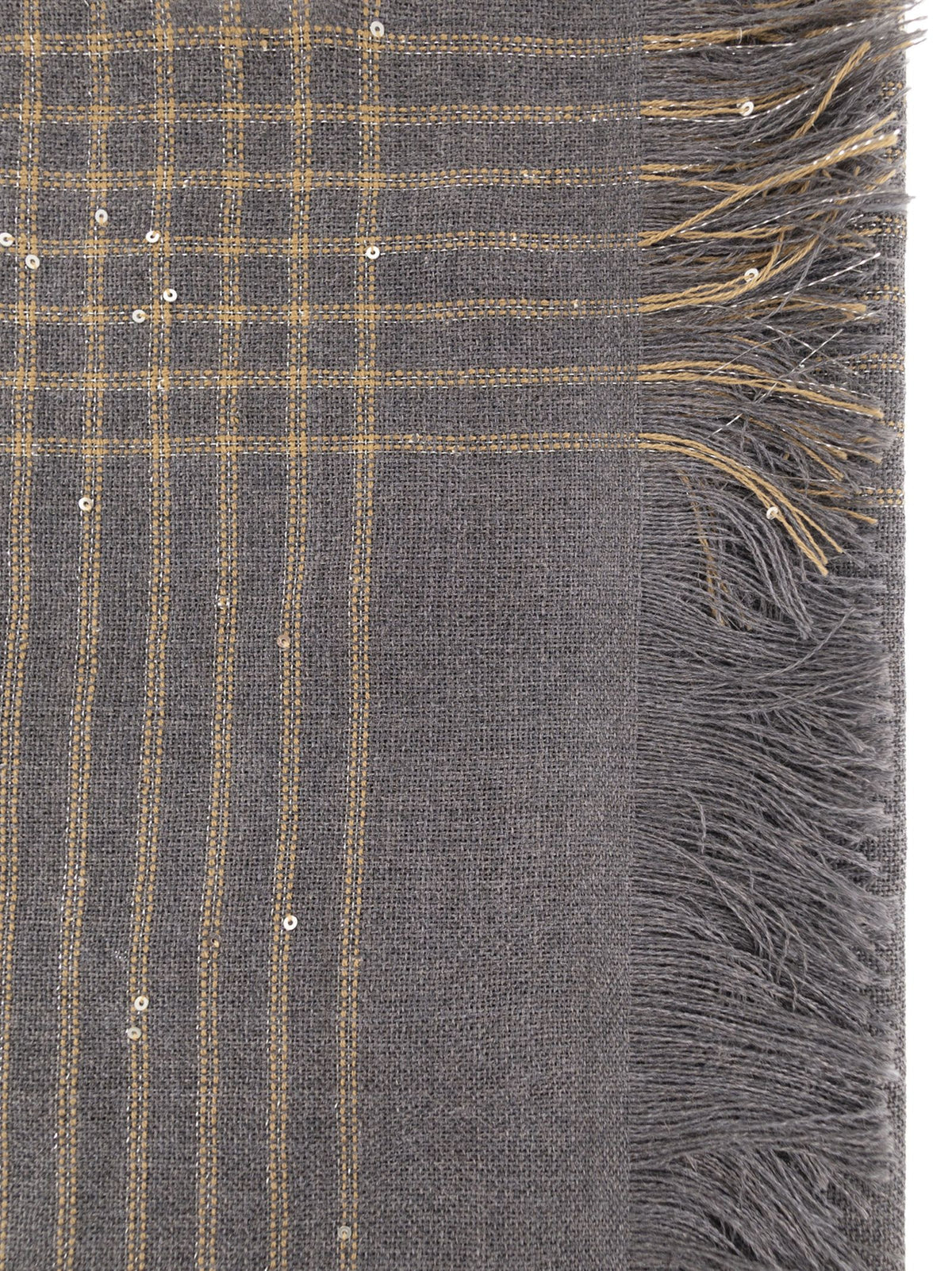 Peserico Women Virgin Wool Scarf With Check Pattern, Sequins And Lurex Details PESERICO