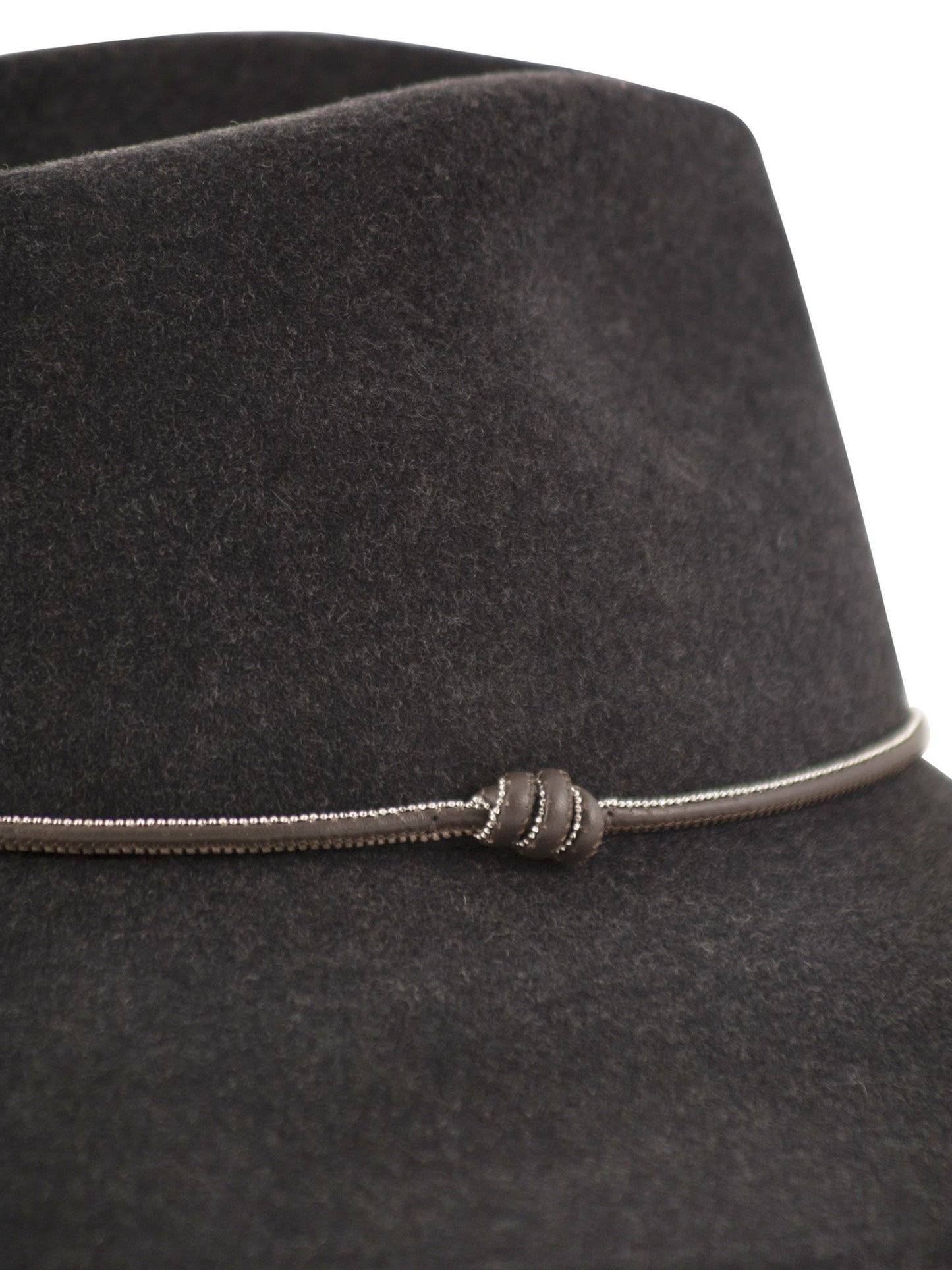 Peserico Women Wool Felt Hat With Leather Trim And Decorative Metal Cord PESERICO