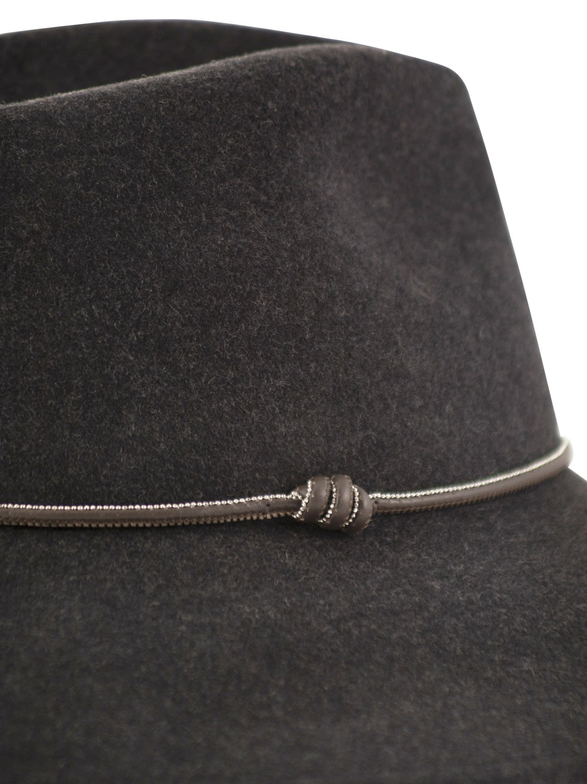 Peserico Women Wool Felt Hat With Leather Trim And Decorative Metal Cord PESERICO