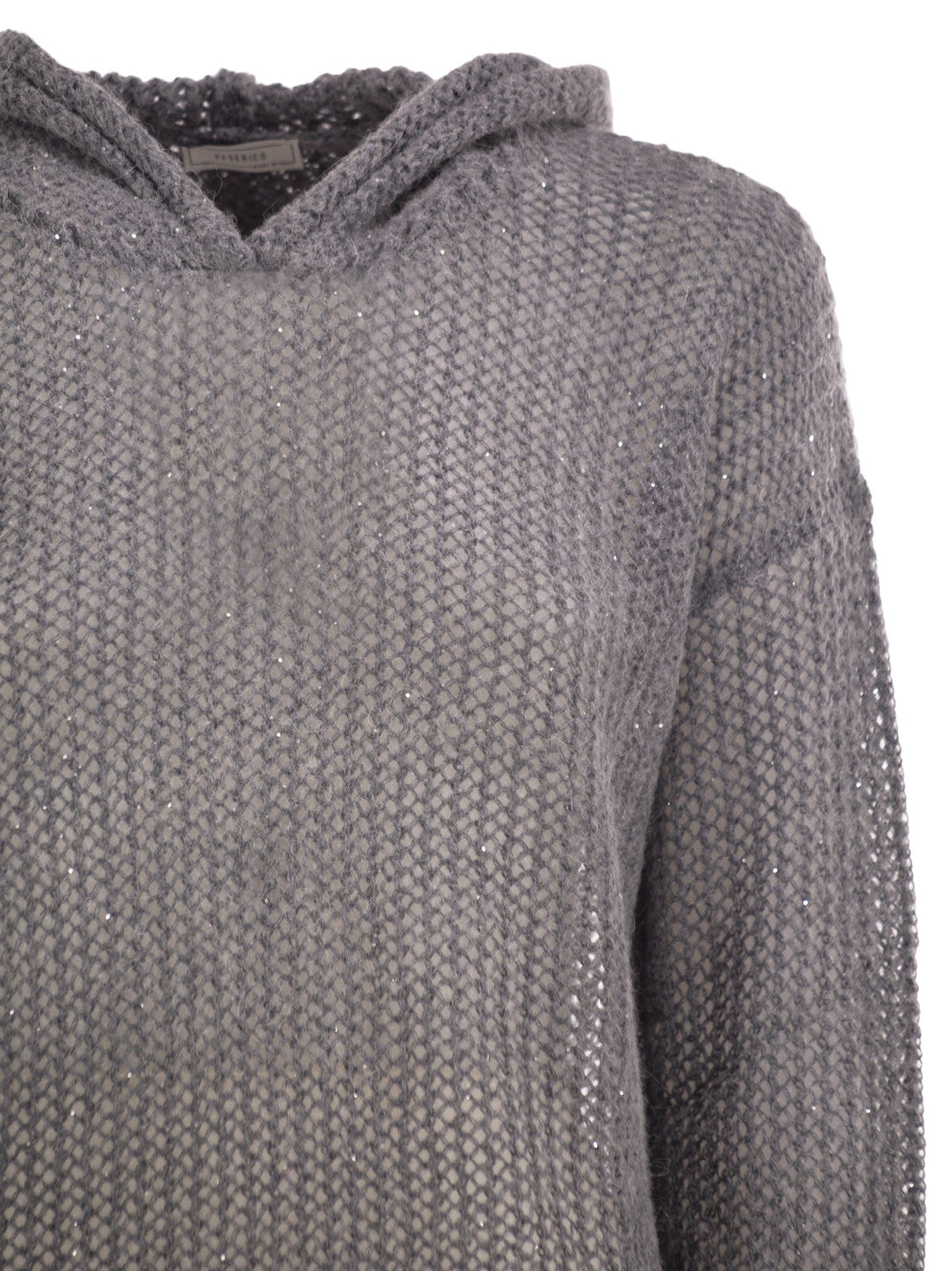 Peserico Women Hooded Open-Knit Jumper With Sequins PESERICO