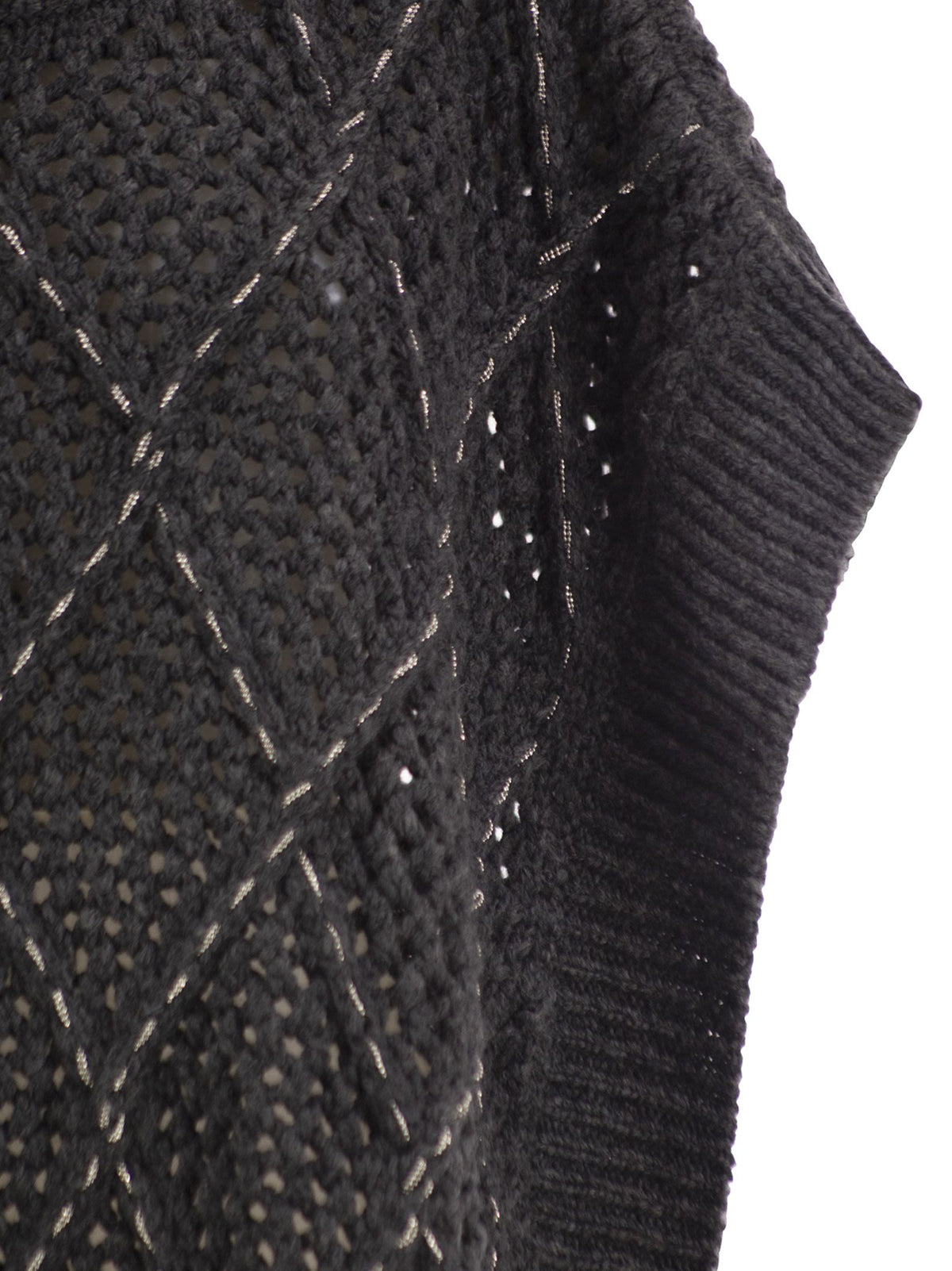 Peserico Women Virgin Wool Openwork Knit Roll-Neck Poncho PESERICO
